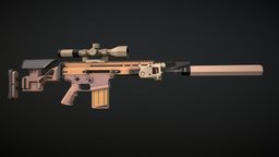 Low-Poly FN SCAR-H, SF inspired attachments