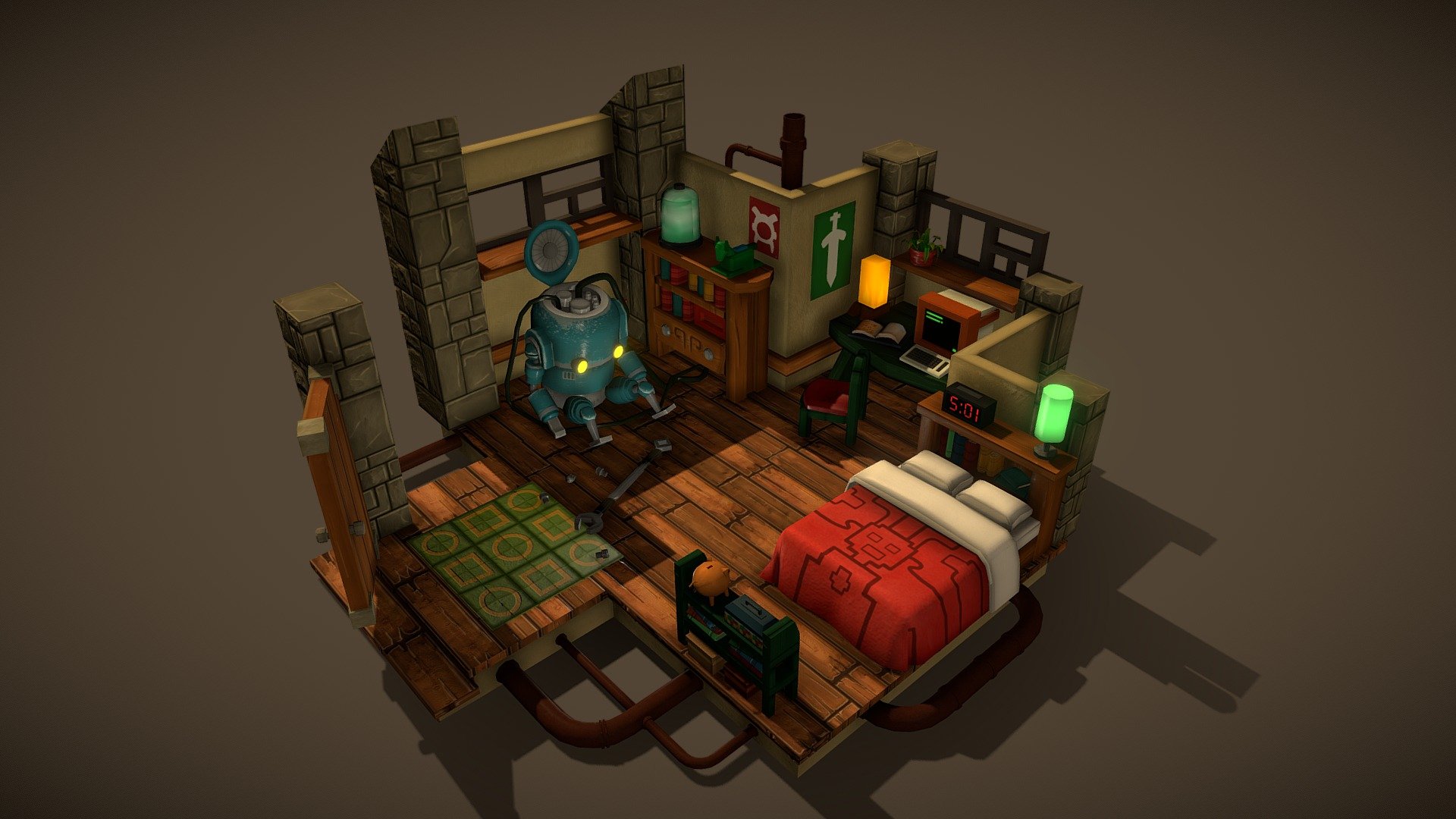 Robot Quest Room 3d model