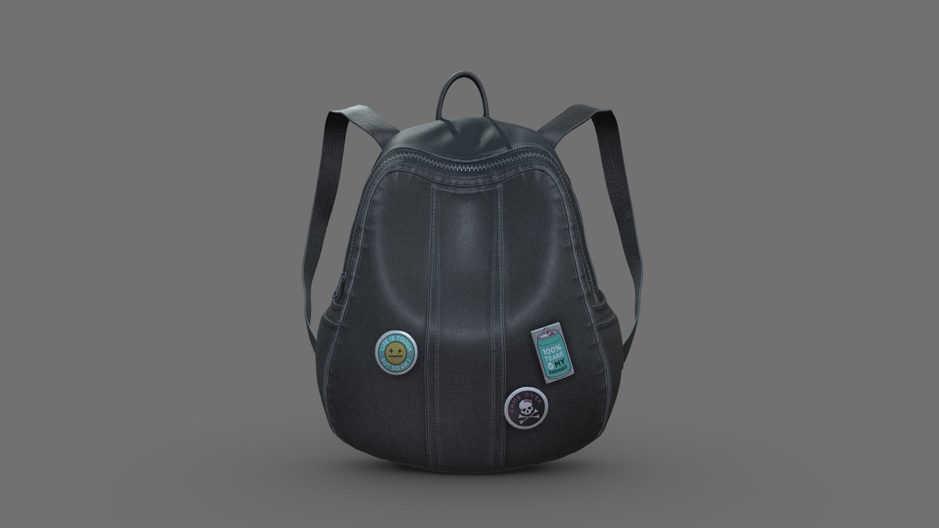 Black Leather Little Backpack 3d model