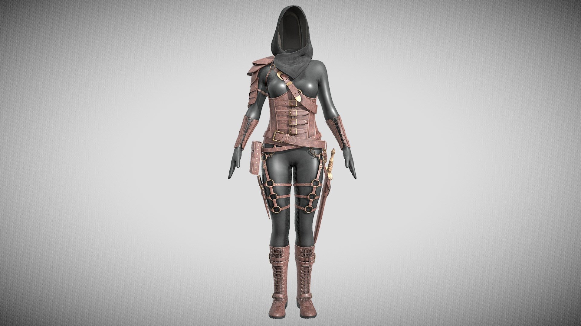 Leather Assassins Costume Low-poly 3D model PBR 3d model