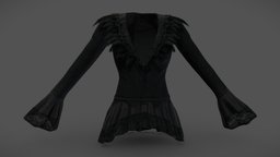 Feathers Neckline Female Raven Top