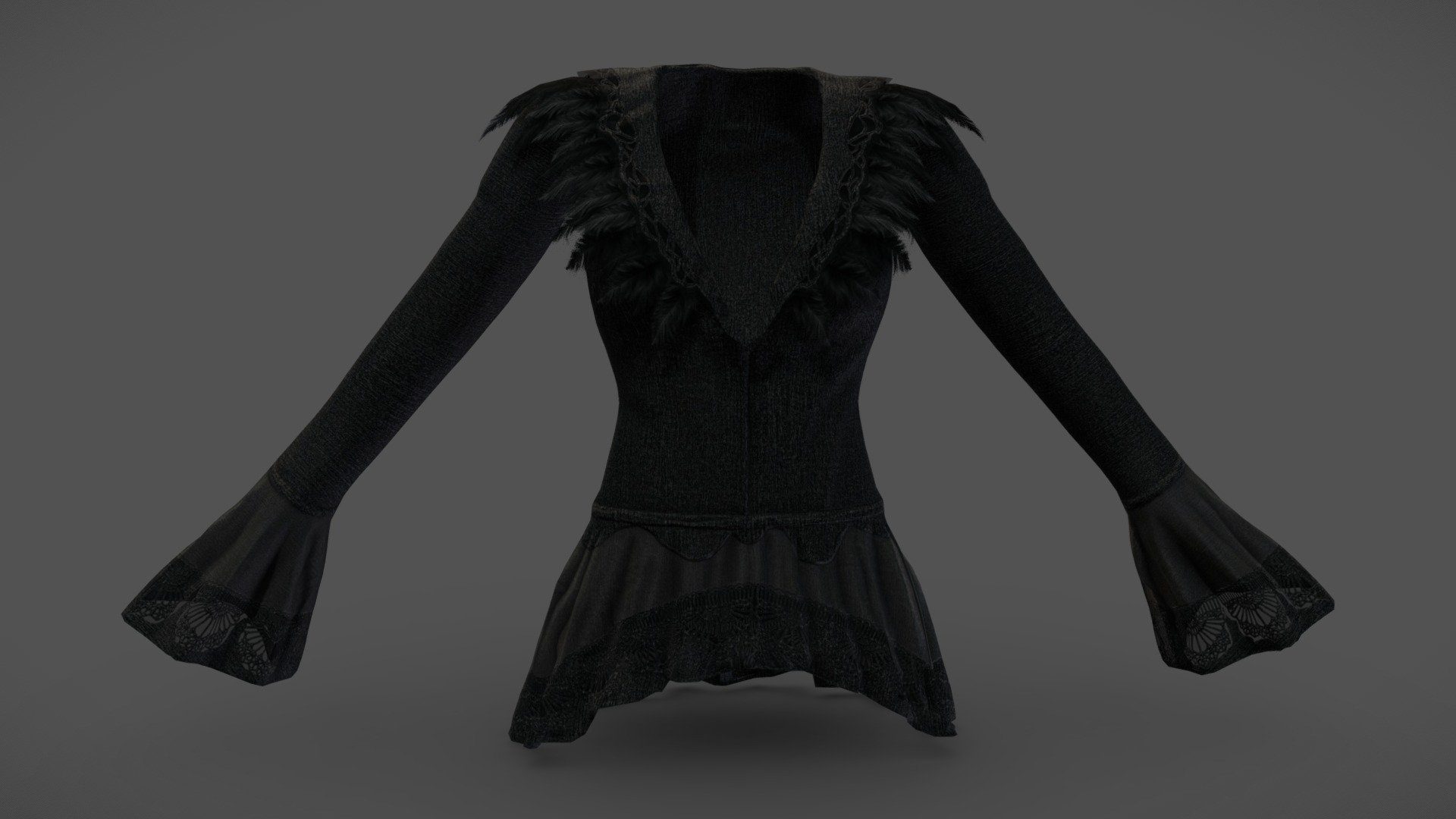 Feathers Neckline Female Raven Top 3d model