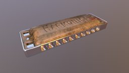 Game Ready Harmonica Metallic Low Poly