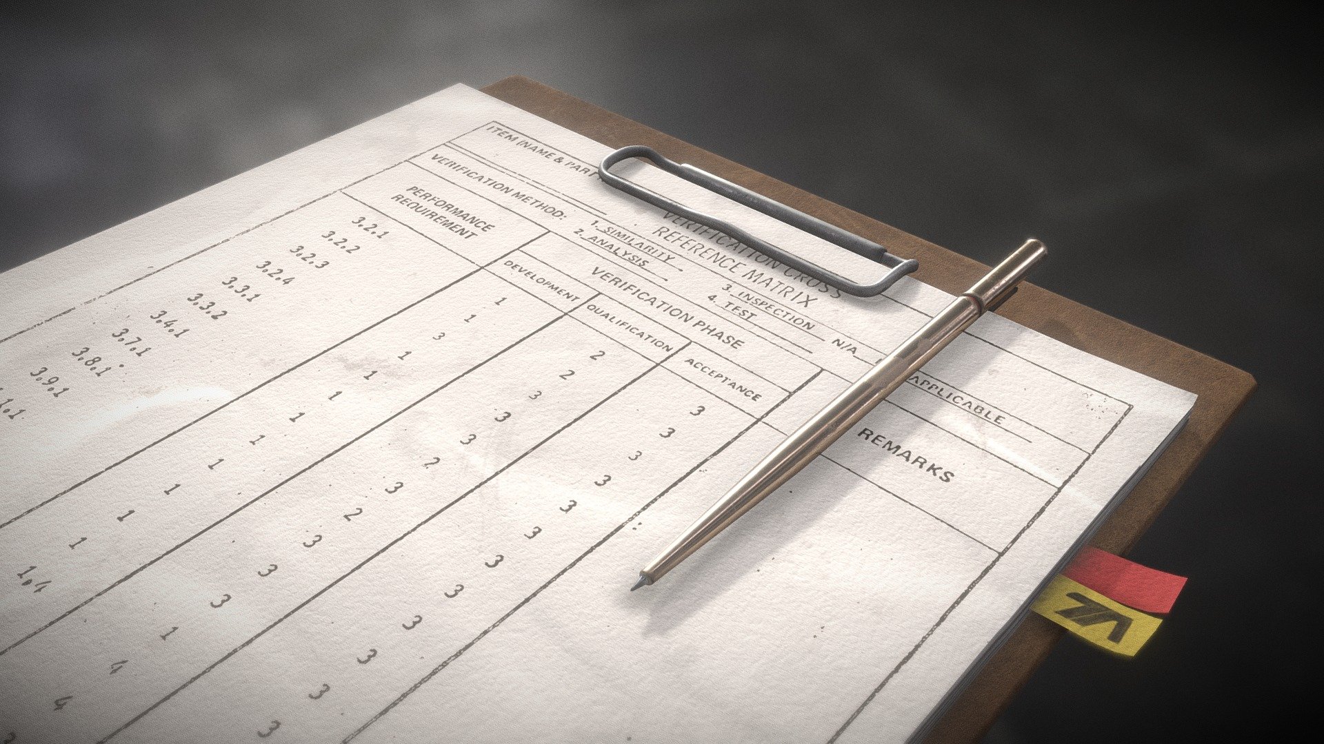 Document Clipboard with Pen 3d model