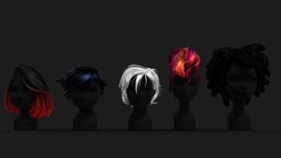 Five cartoon hairstyles