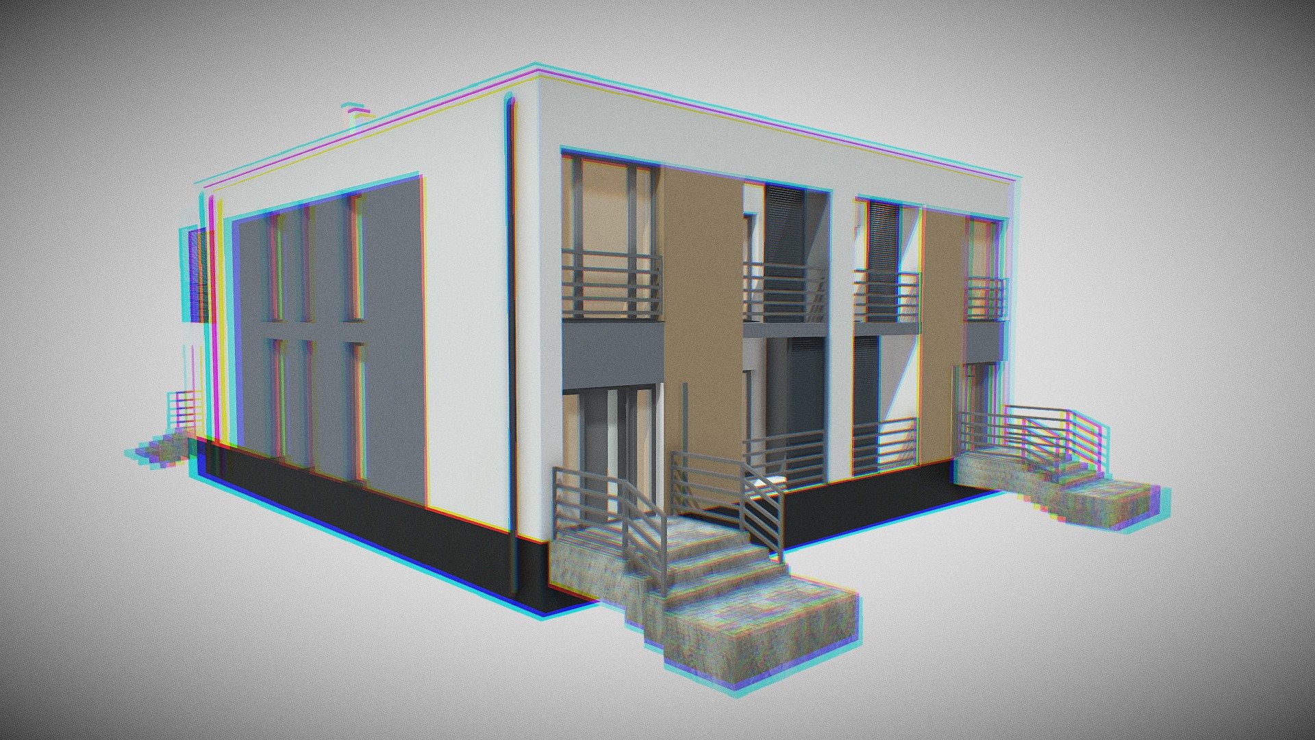 Modern Twin House By Kris Szozda 3d model