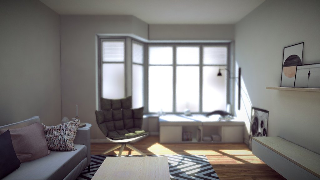 Nordic living room with Vray lighting 3d model