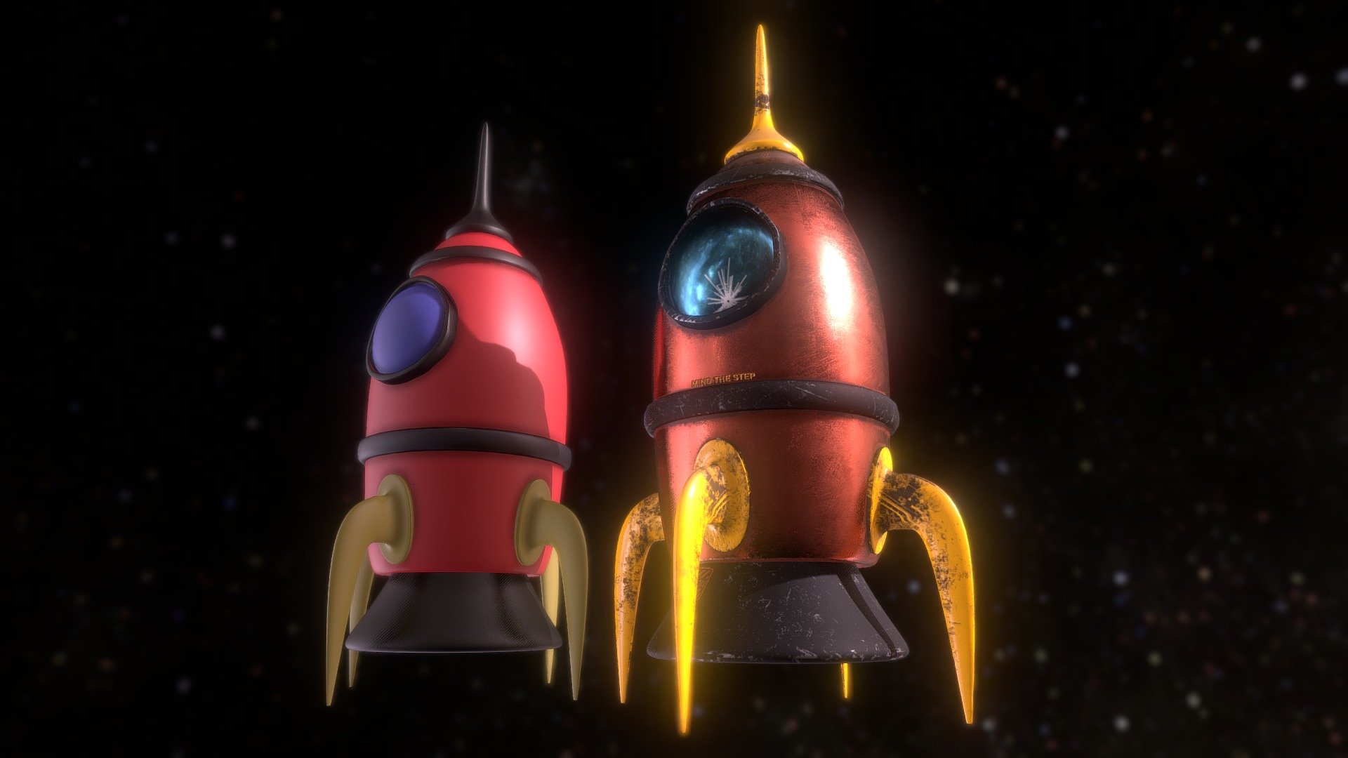 Cartoon Rocket 3d model