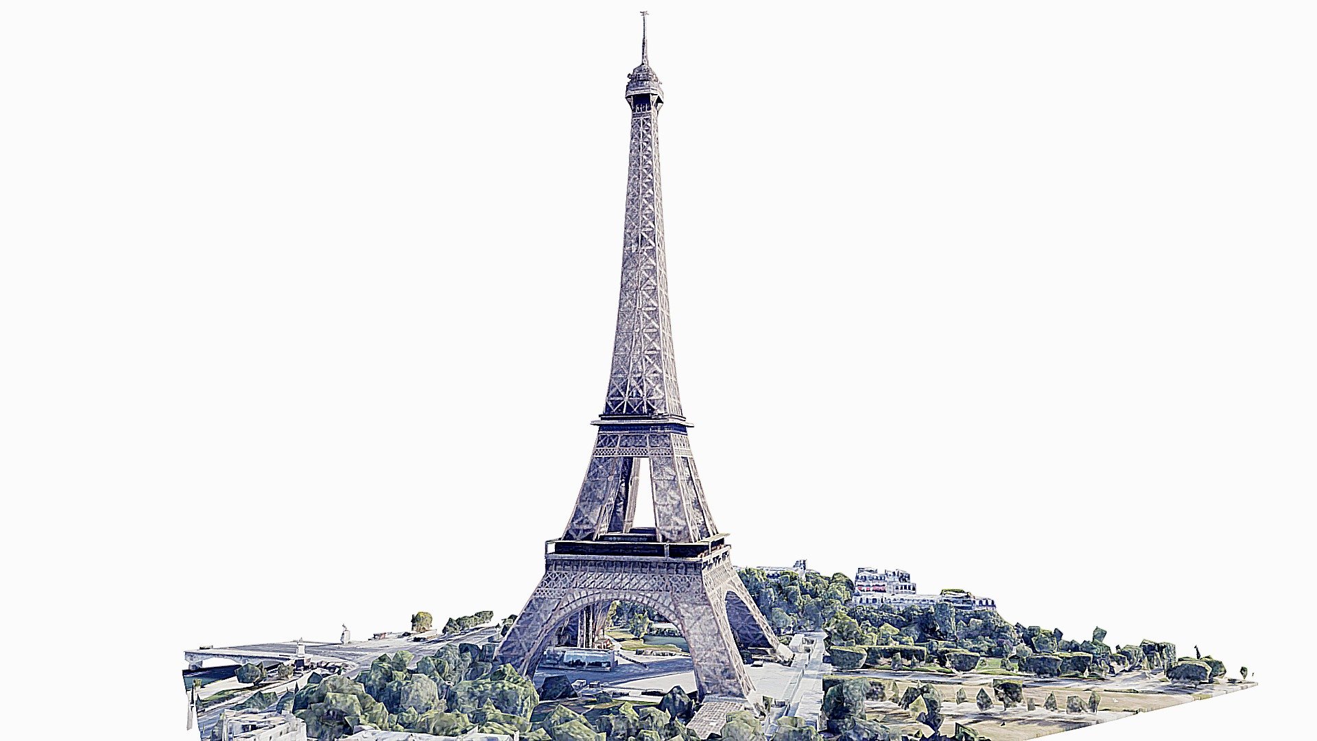 Torre Eiffel,scan,landscape,París,map 3d model