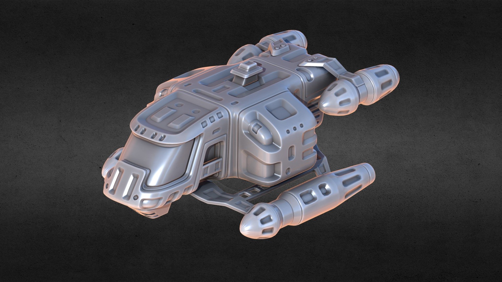 Spaceship concept, hi-poly (original concept) 3d model