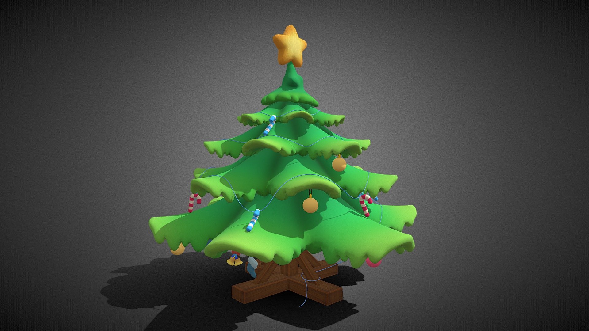 cartoon pine tree 3d model