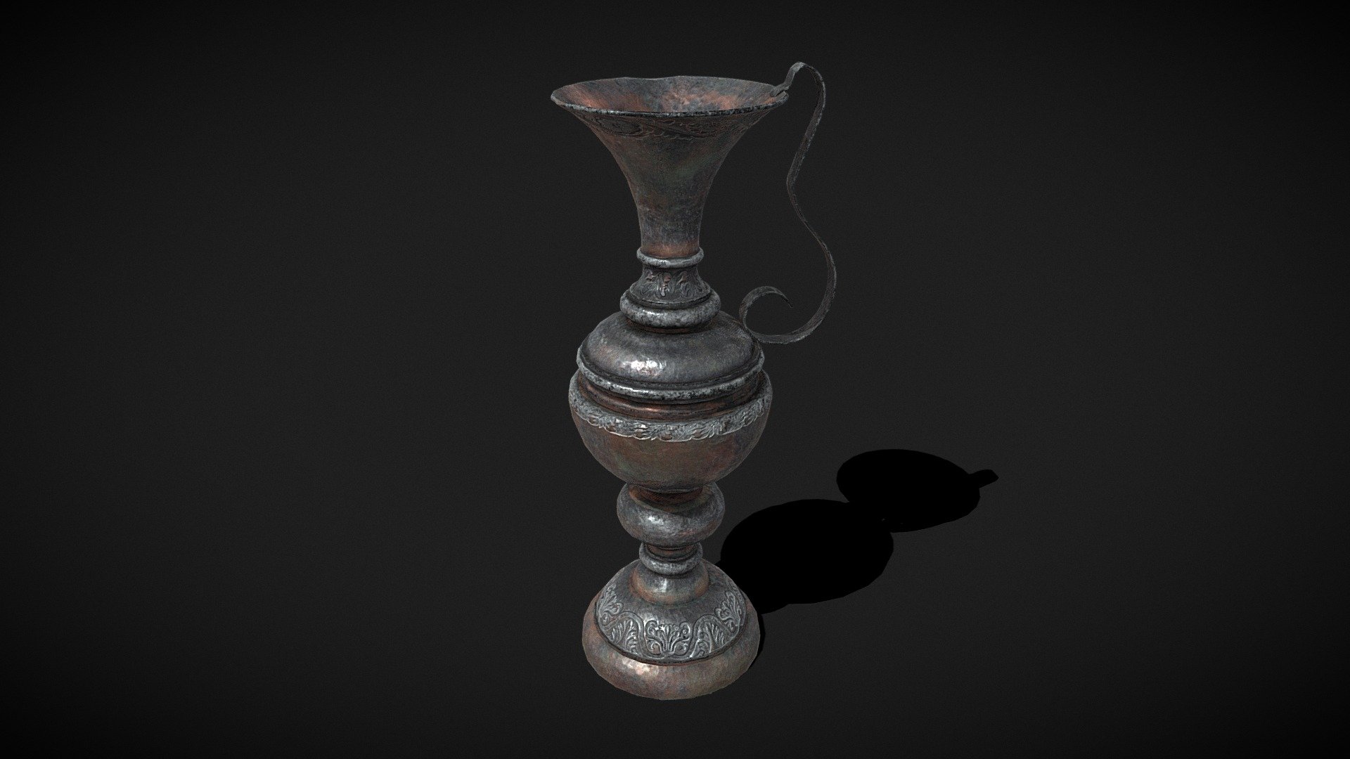 Medieval Elegant Pewter Pitcher 3d model