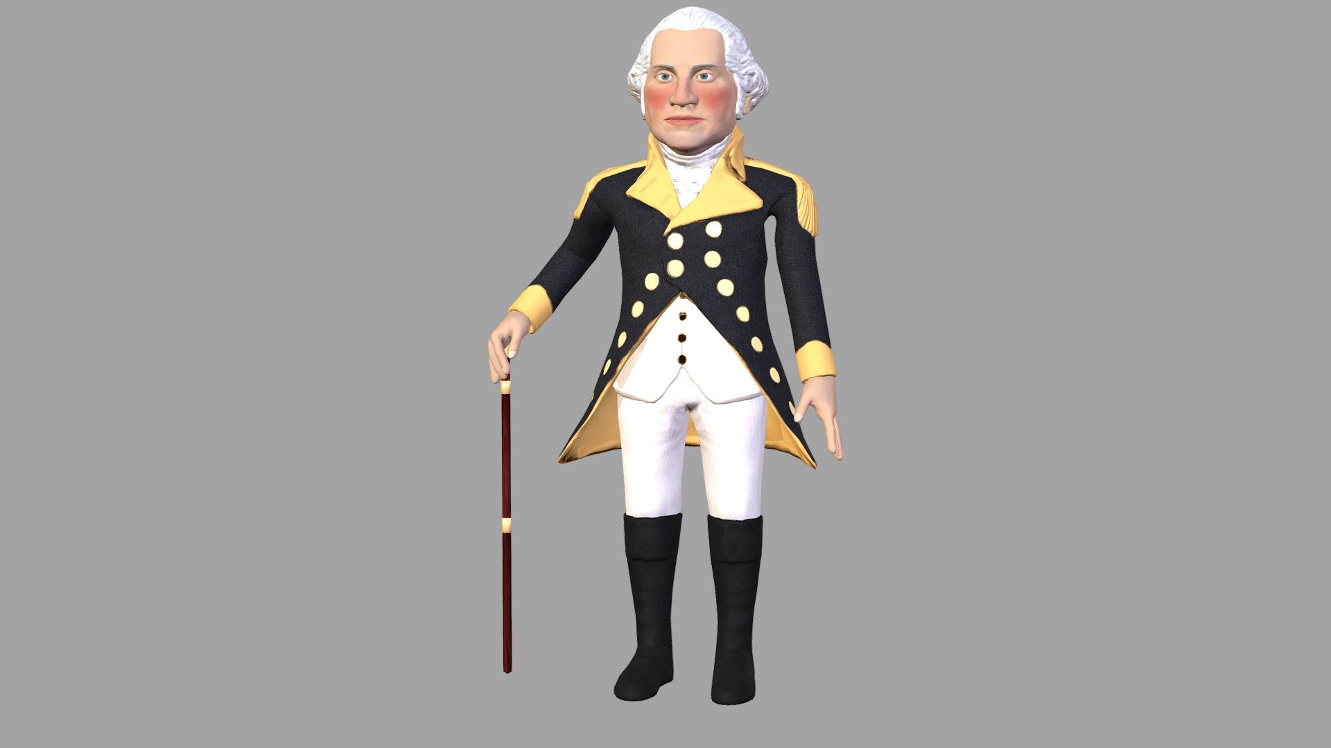 George Washington caricature low poly rigged 3d model