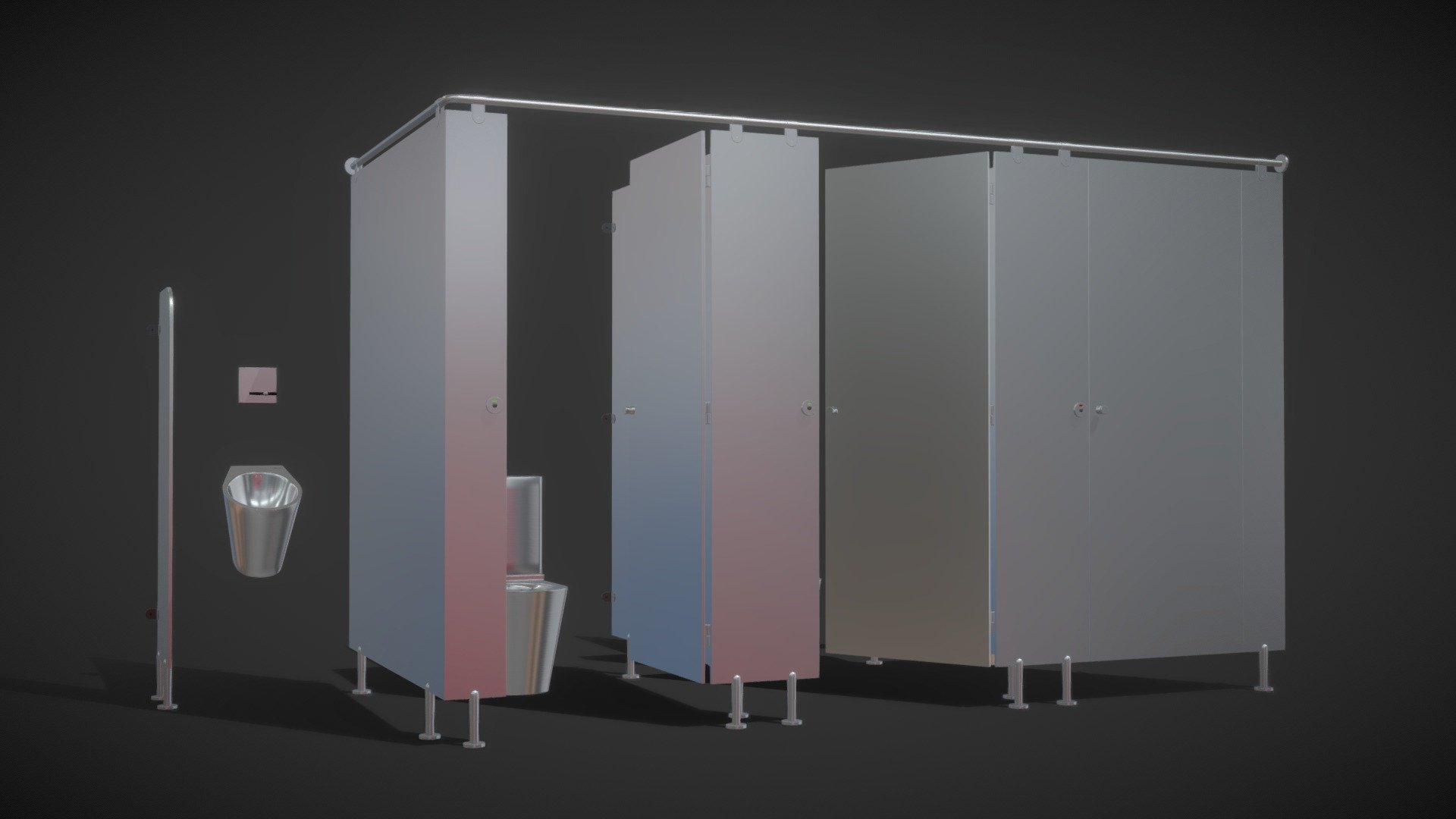 Sanitary partitions for public toilets Funder 2 3d model