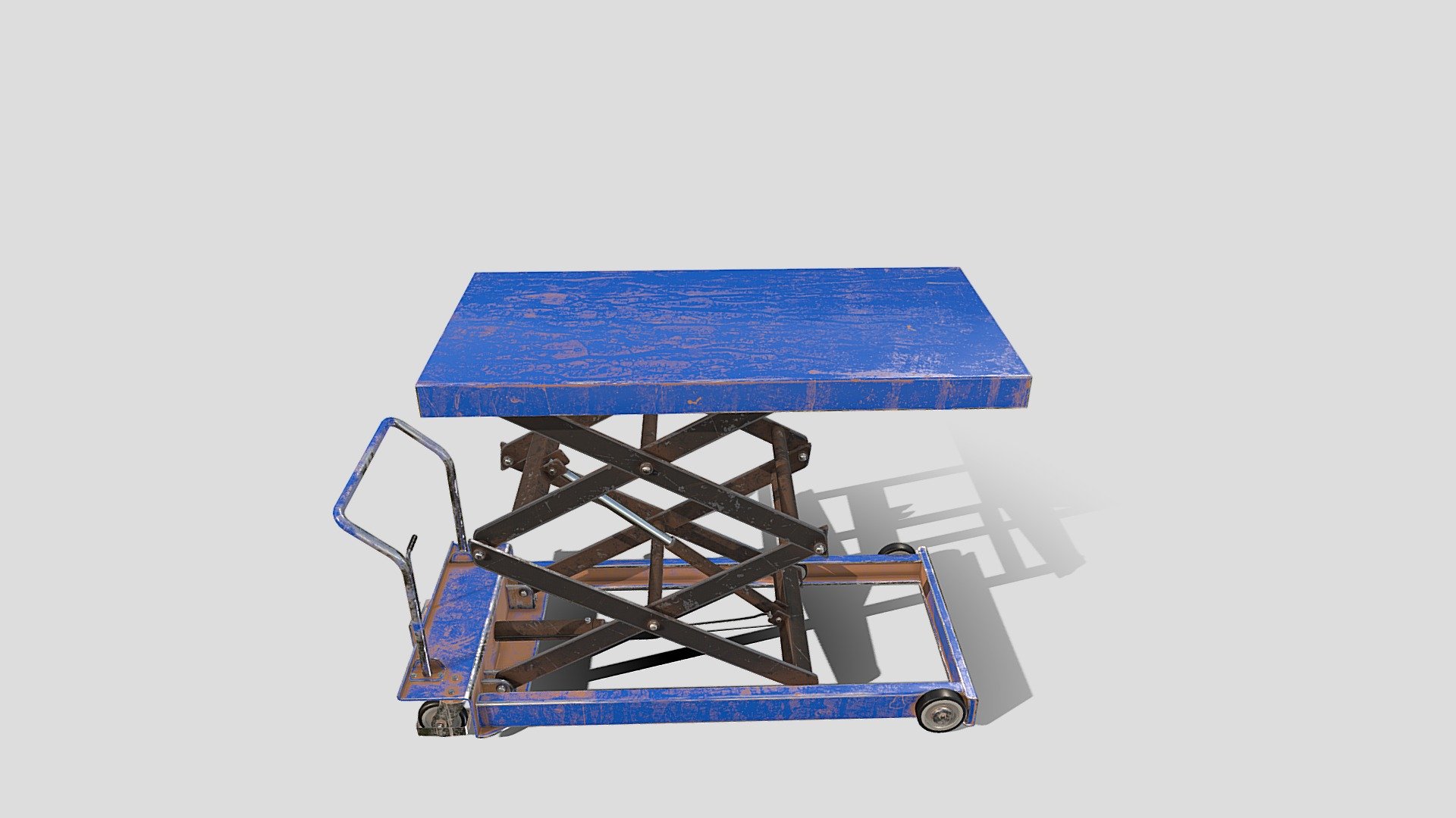 Animated Scissor Lift Table Blue 3d model