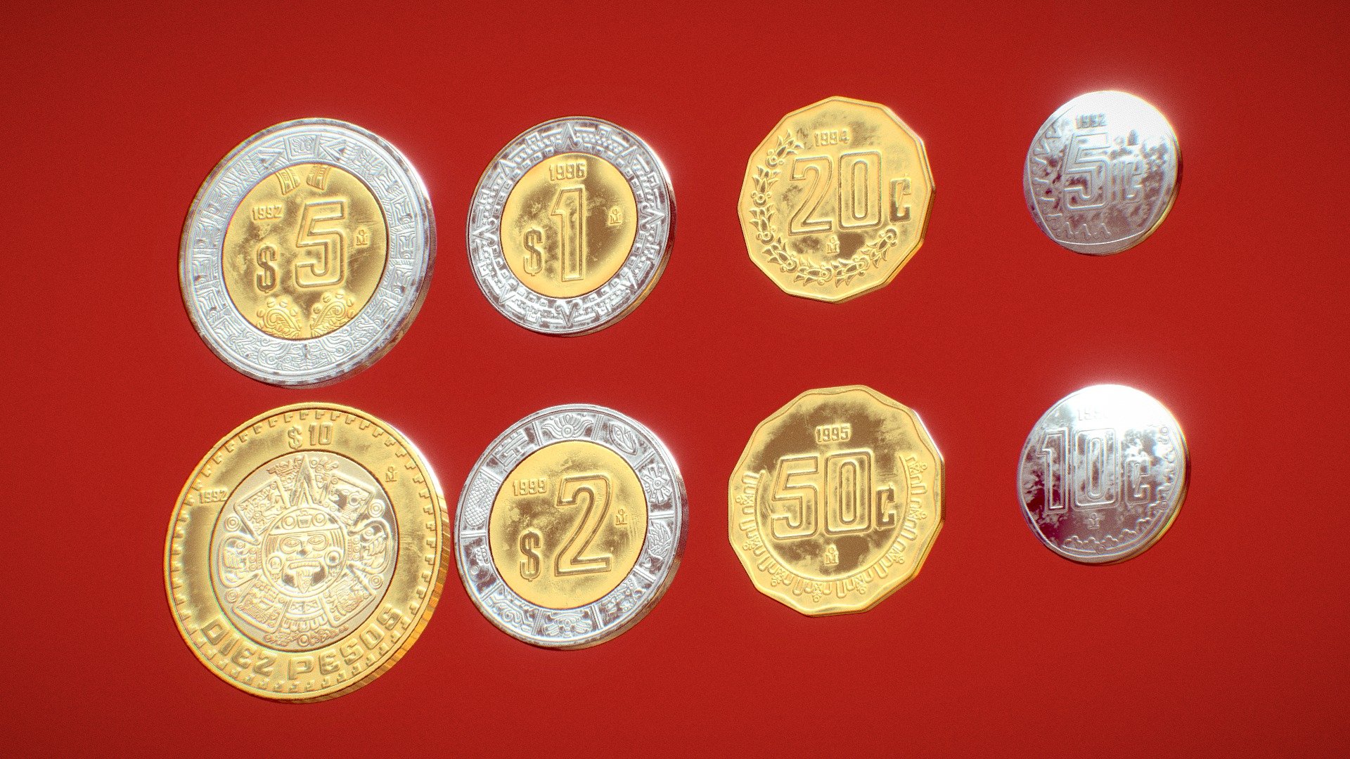 MONEDAS MEXICANAS 3d model