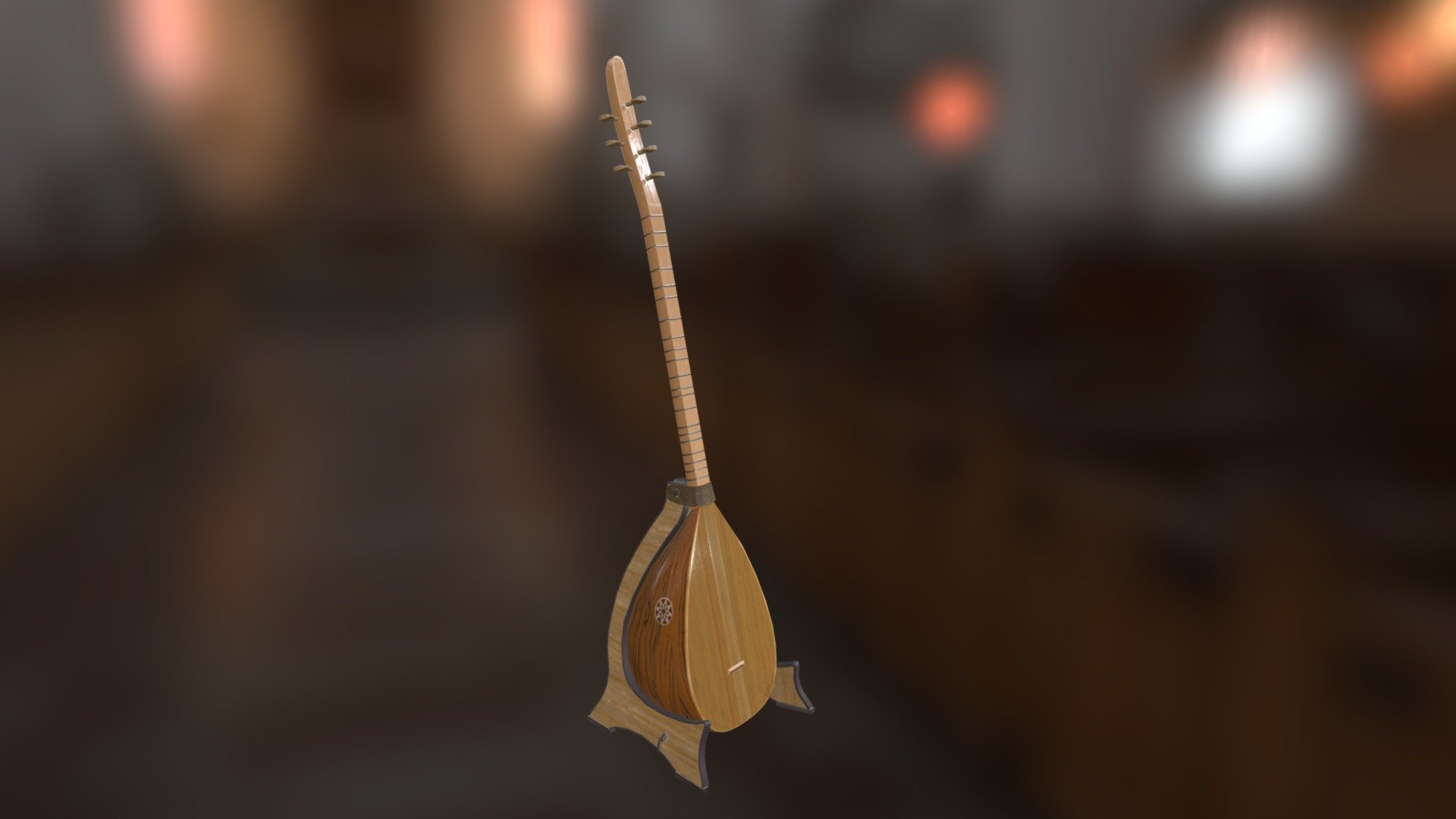 Turkish traditional guitar 3d model