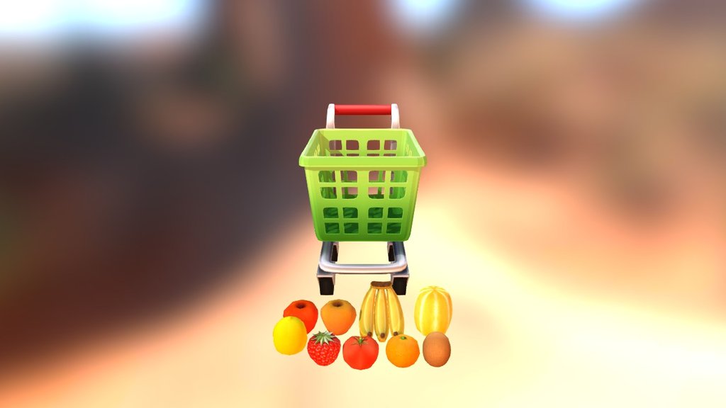 3D Cart Object (Fruit) 3d model