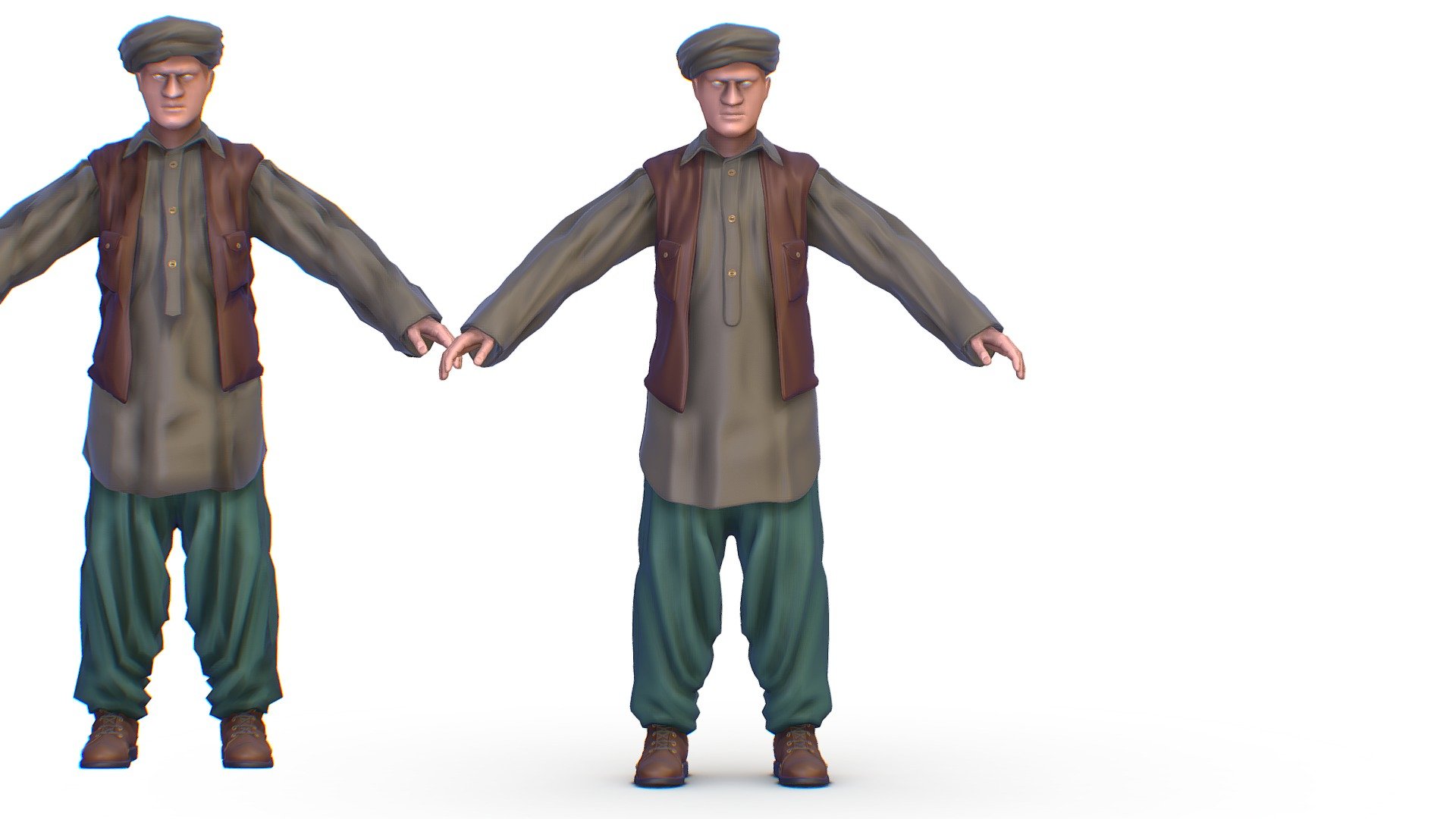 High Poly Subdivision Man Old Afghan Soldier 3d model