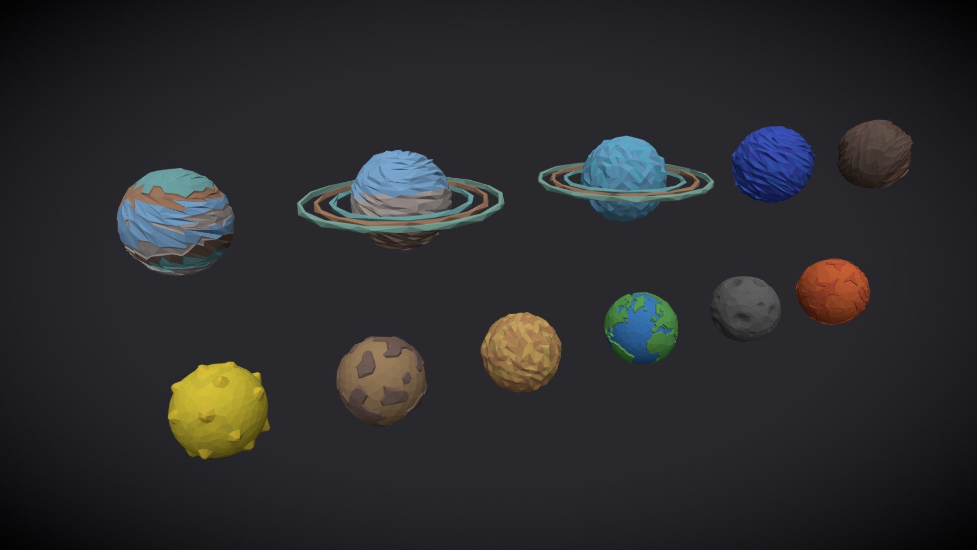 Low poly planets 3d model