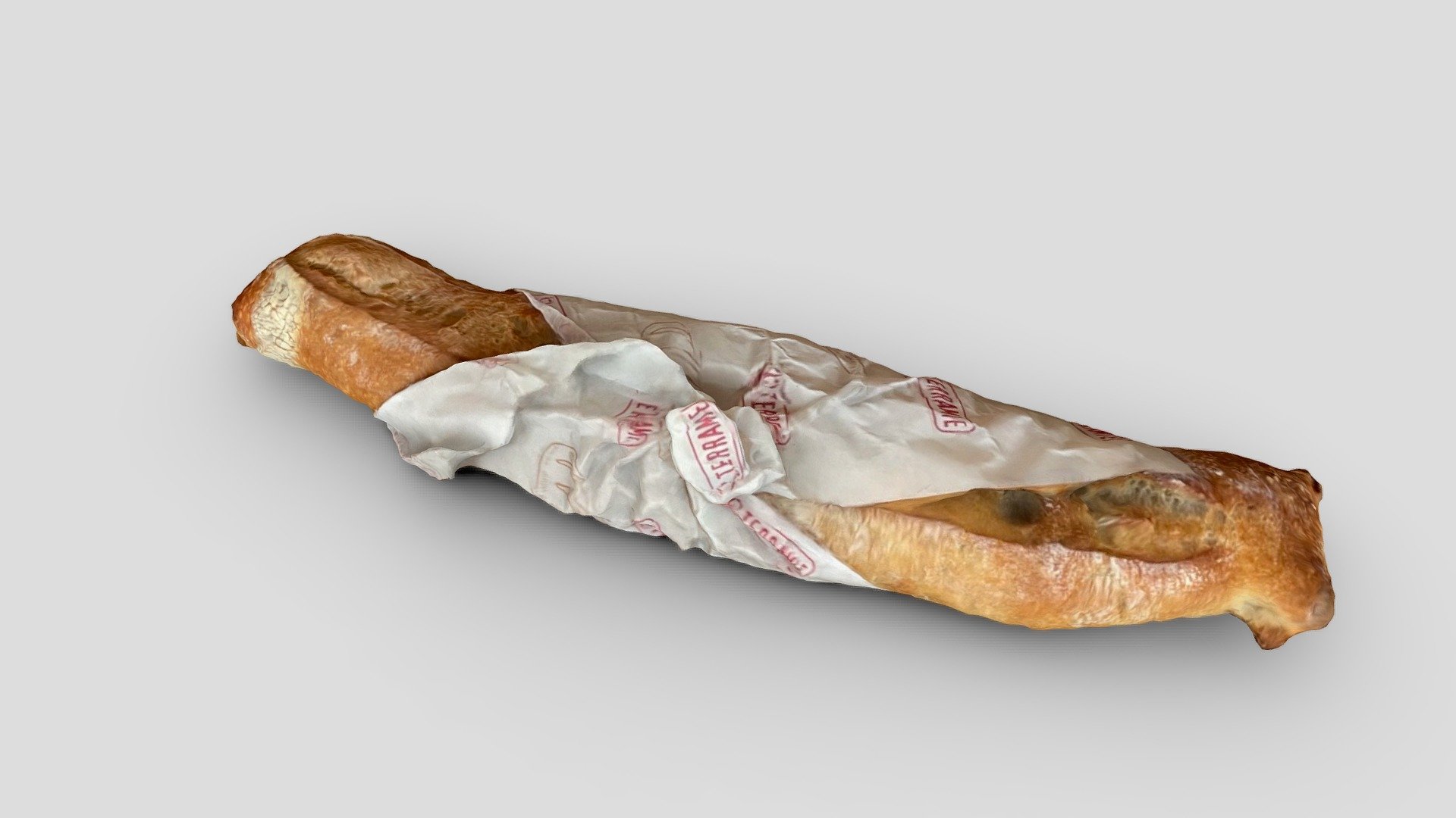 Baguette with paper 3d model