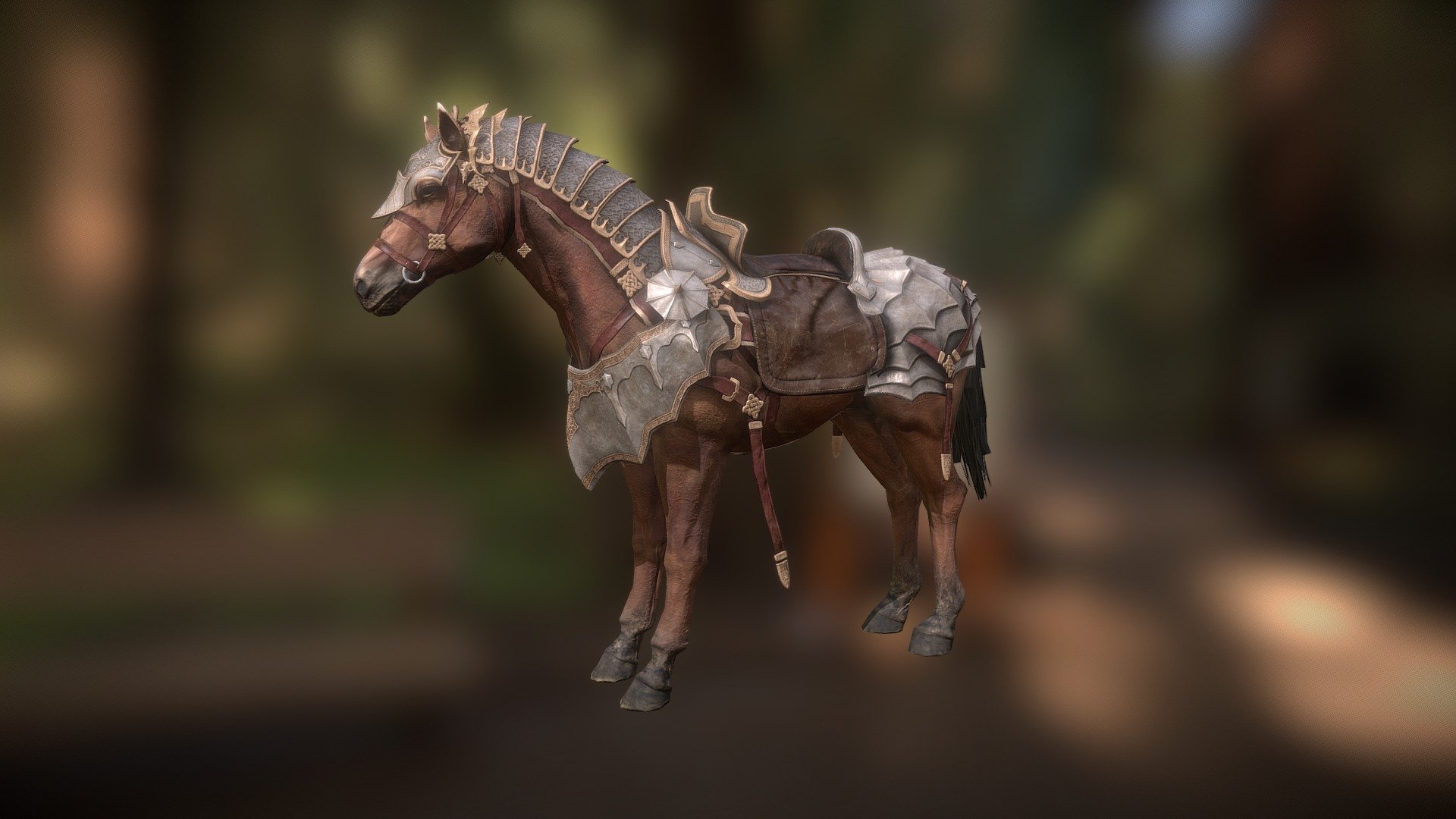 Battle Horse 1 (PBR, 2K, ANIM) 3d model