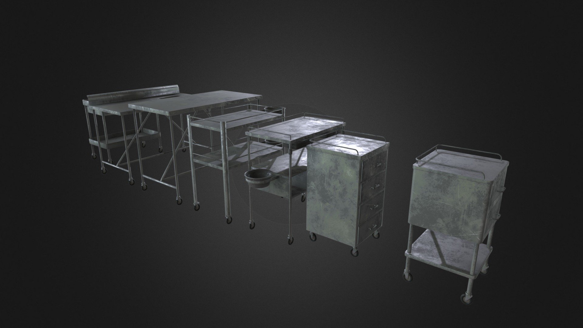 Hospital worktops and drawers 3d model