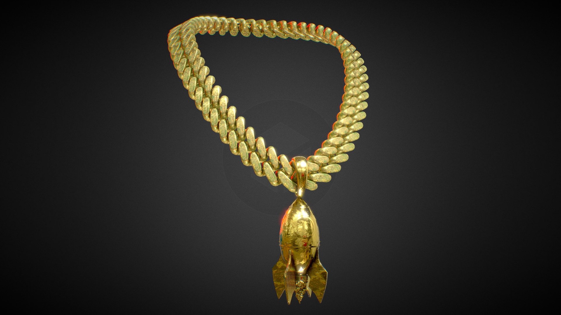 Glowing Cracked Rocket Chain 3d model