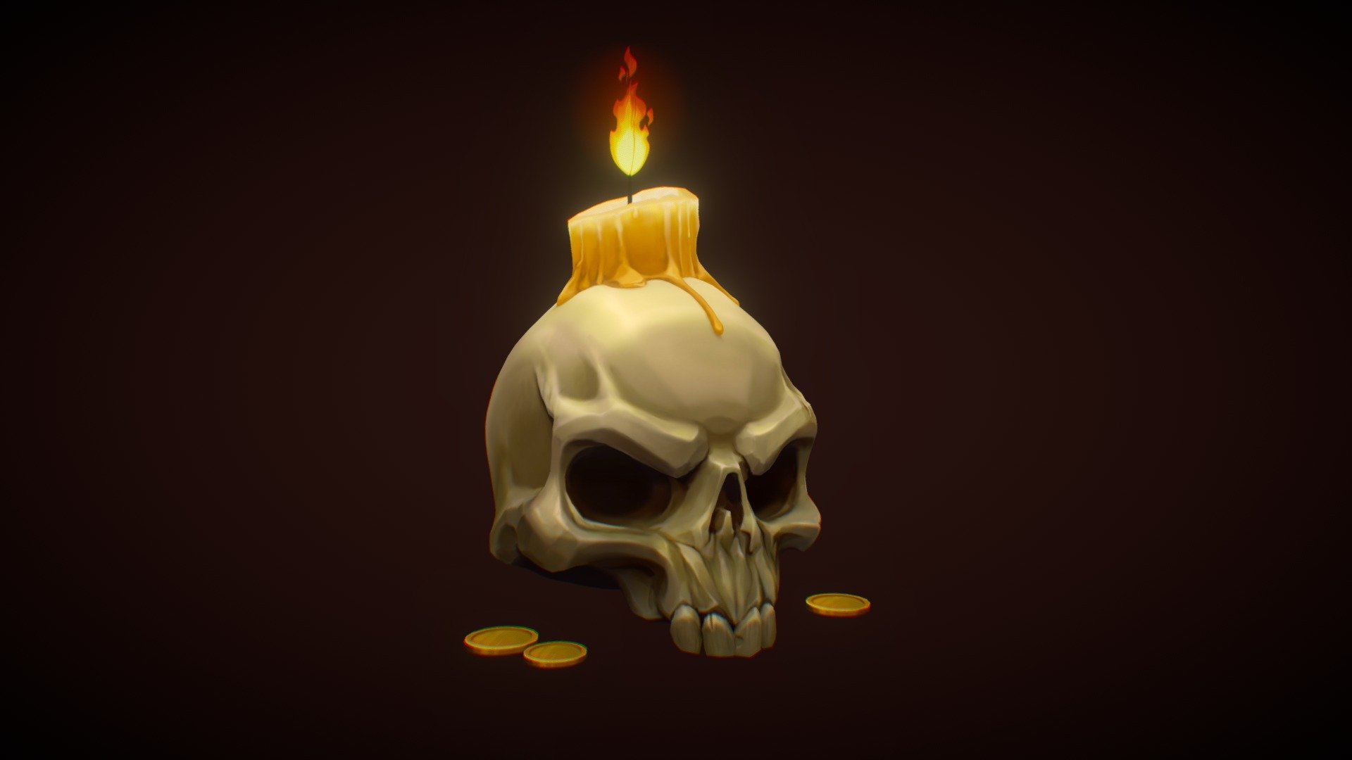 Stylized skull with a candle 3d model