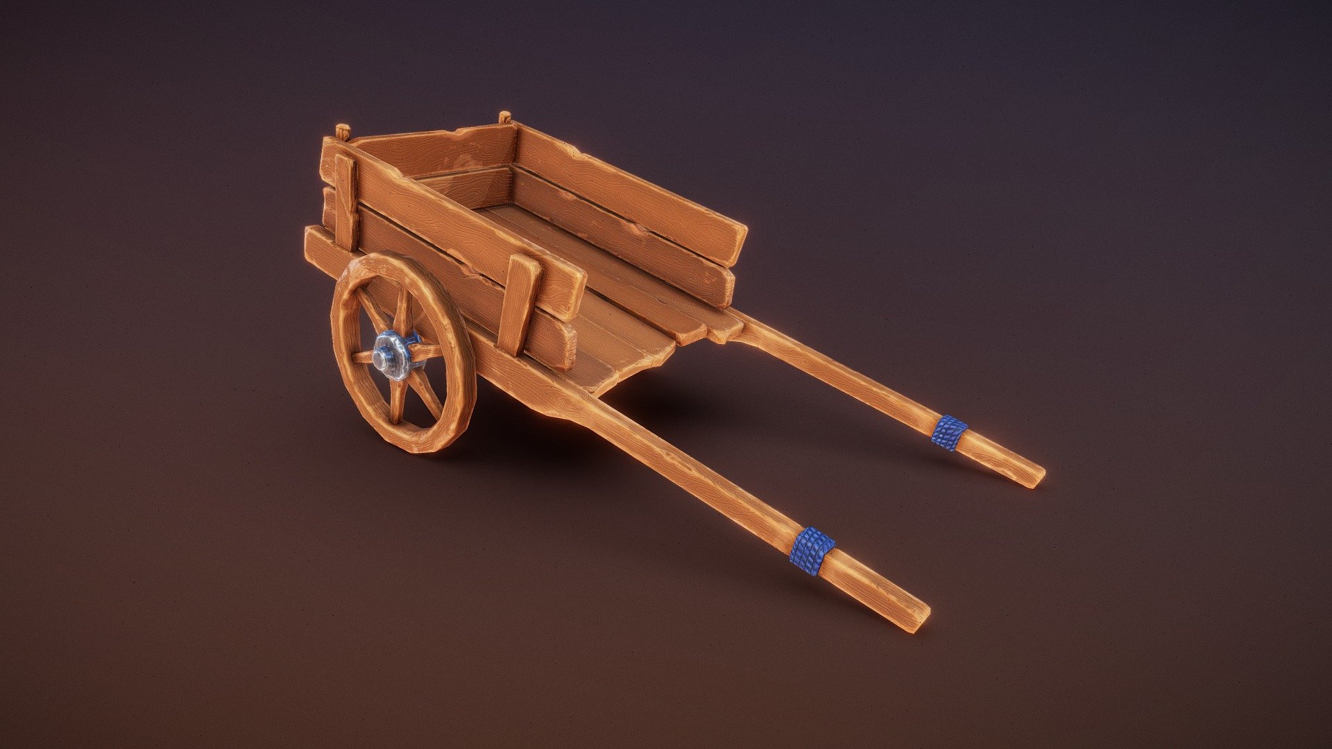 Wooden Hand Cart 3d model