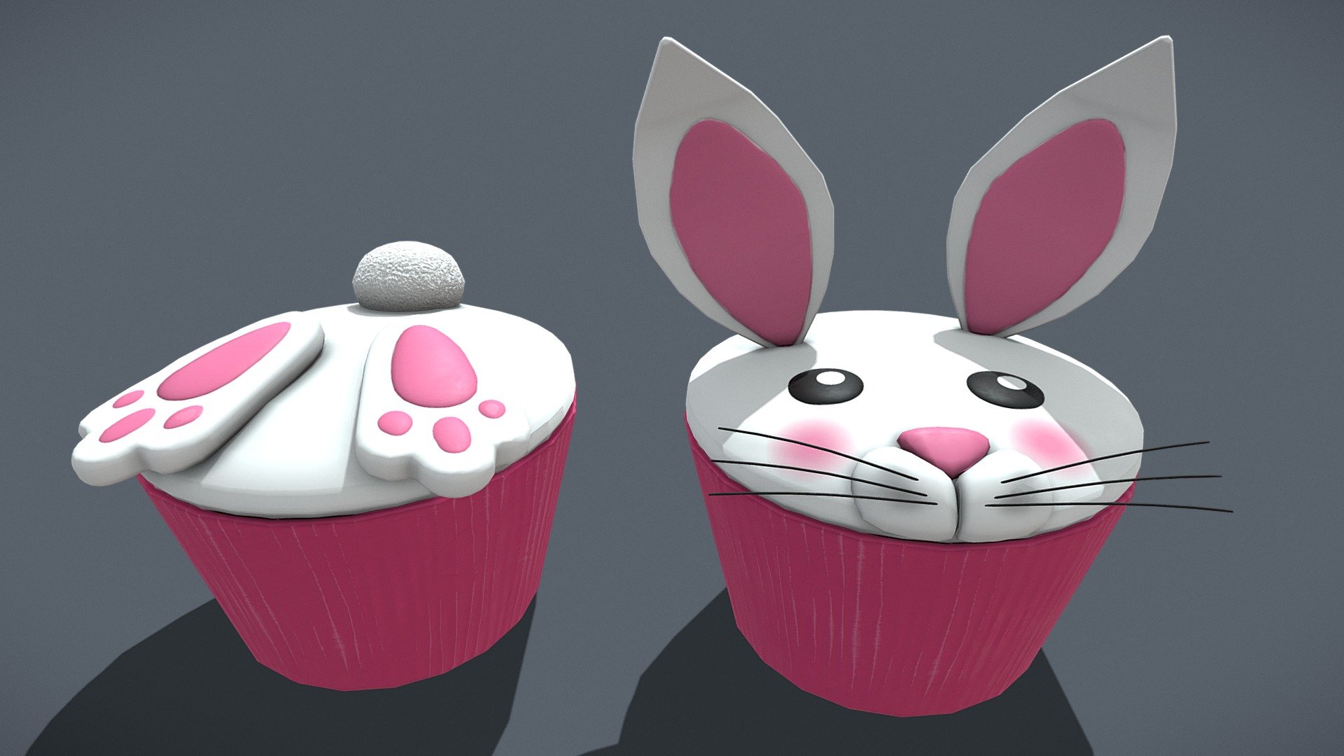 Easter Bunny Top and Bottom Cupcakes 3d model