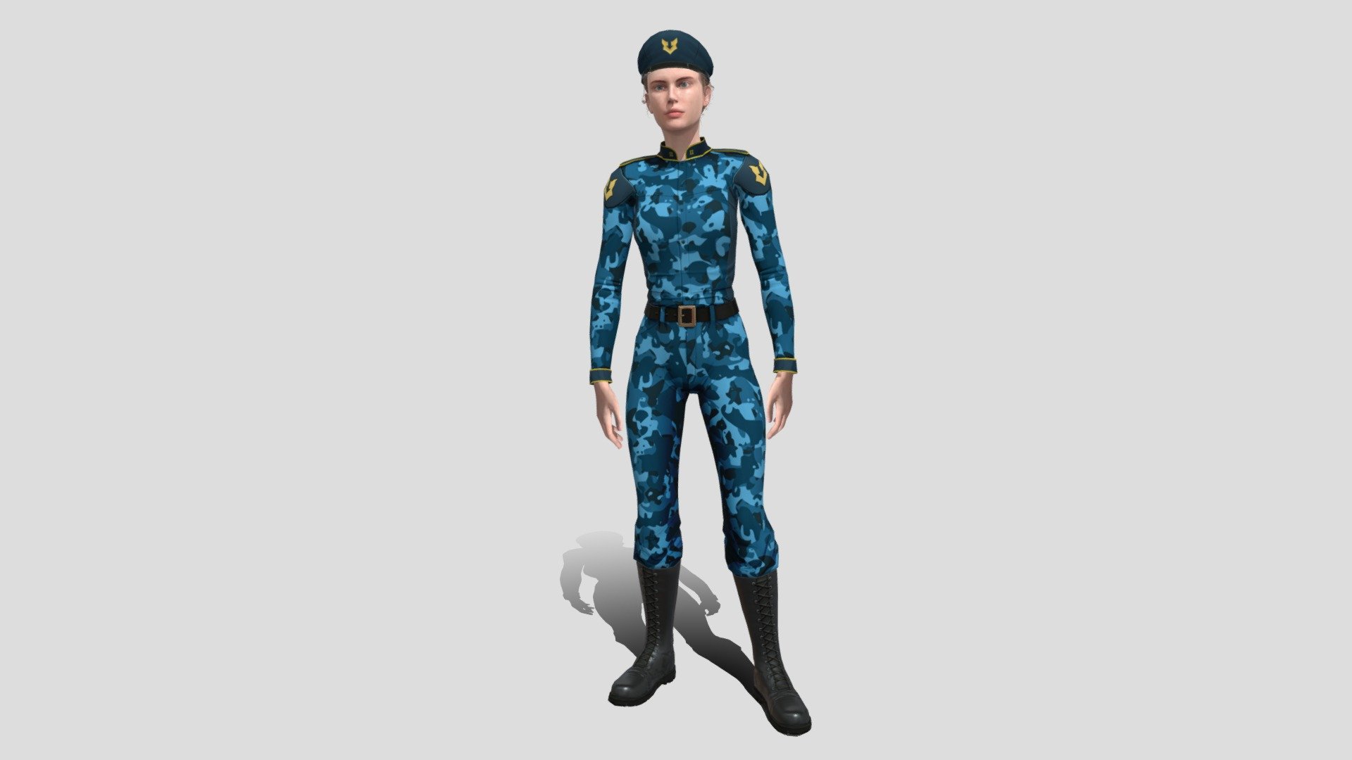 Female_uniform_cam_blue_anim 3d model