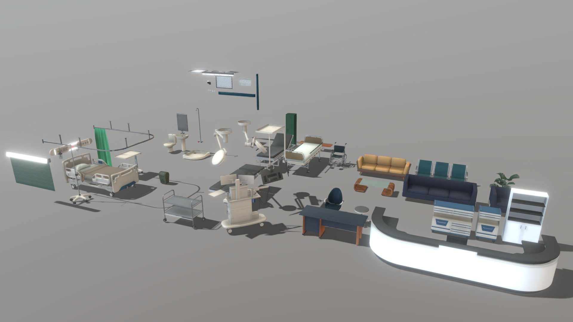 Hospital Furnitures Collection 3d model