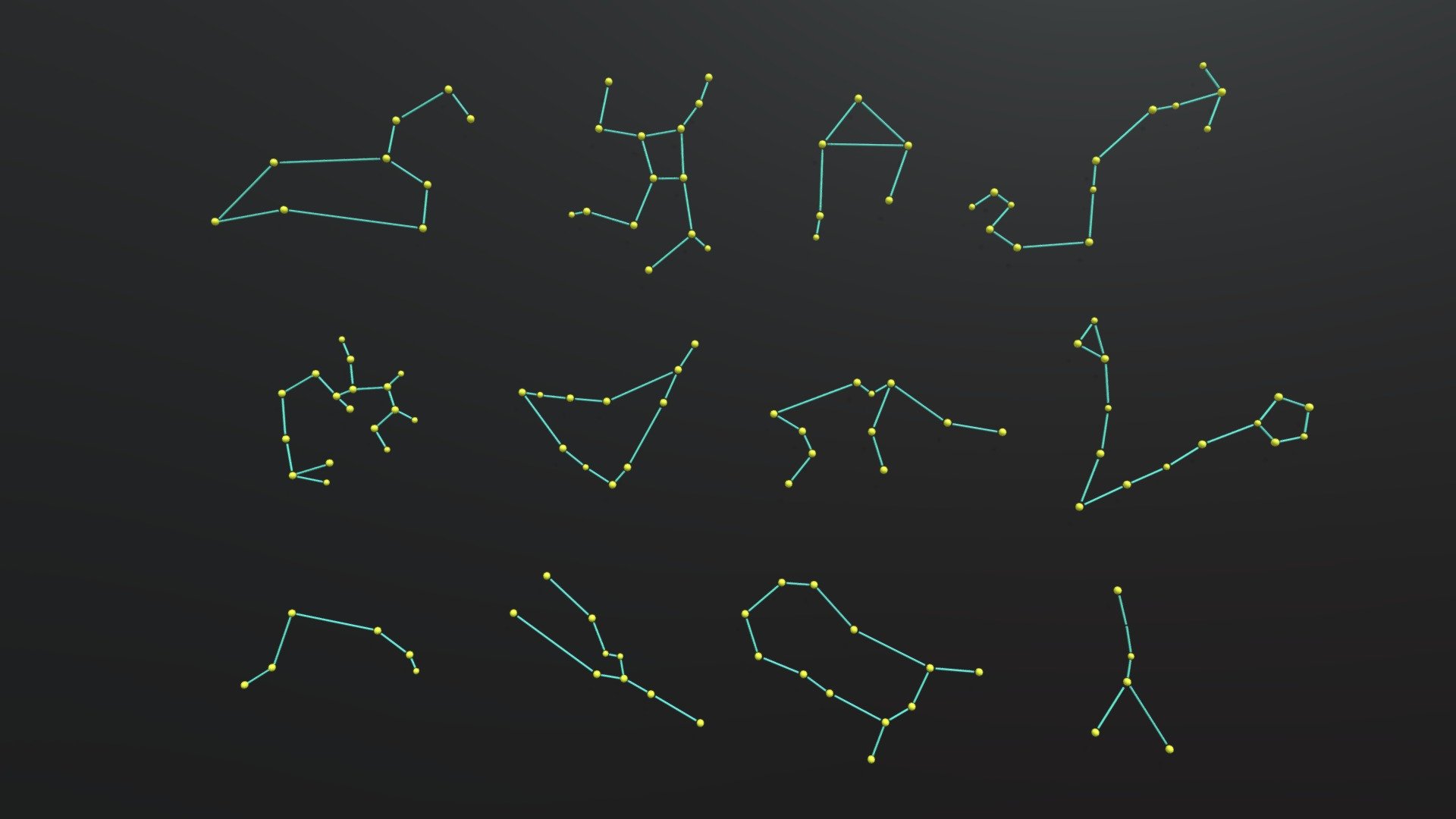 12 Horoscope Zodiac Constellation Pack 3d model