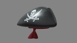 Pirate tricorn hat with skulls and a red bandana