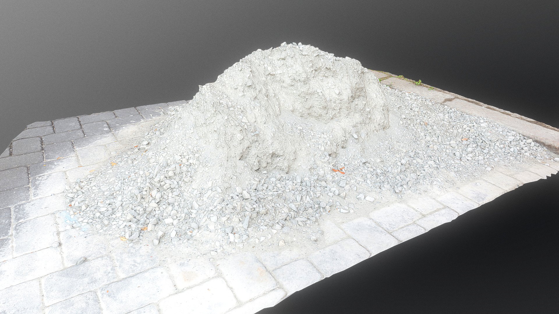 White rubble stone heap pile on street 3d model