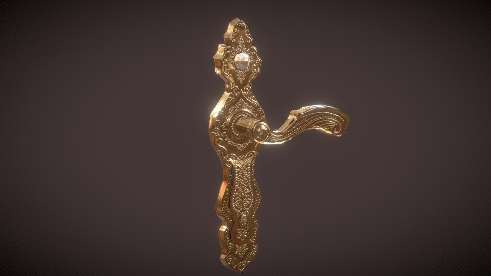 Low-Poly Fancy Doorhandle 3d model