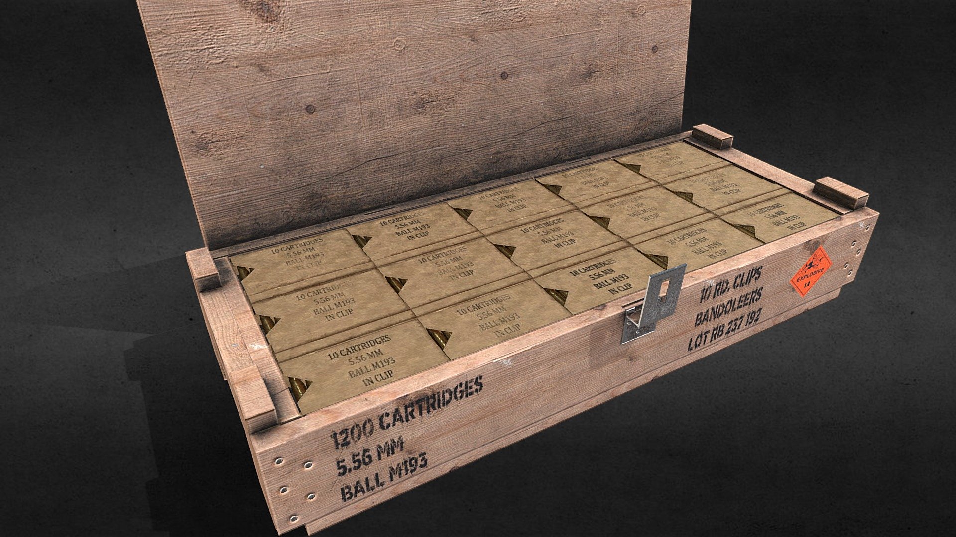 Wooden ammo crate 3d model