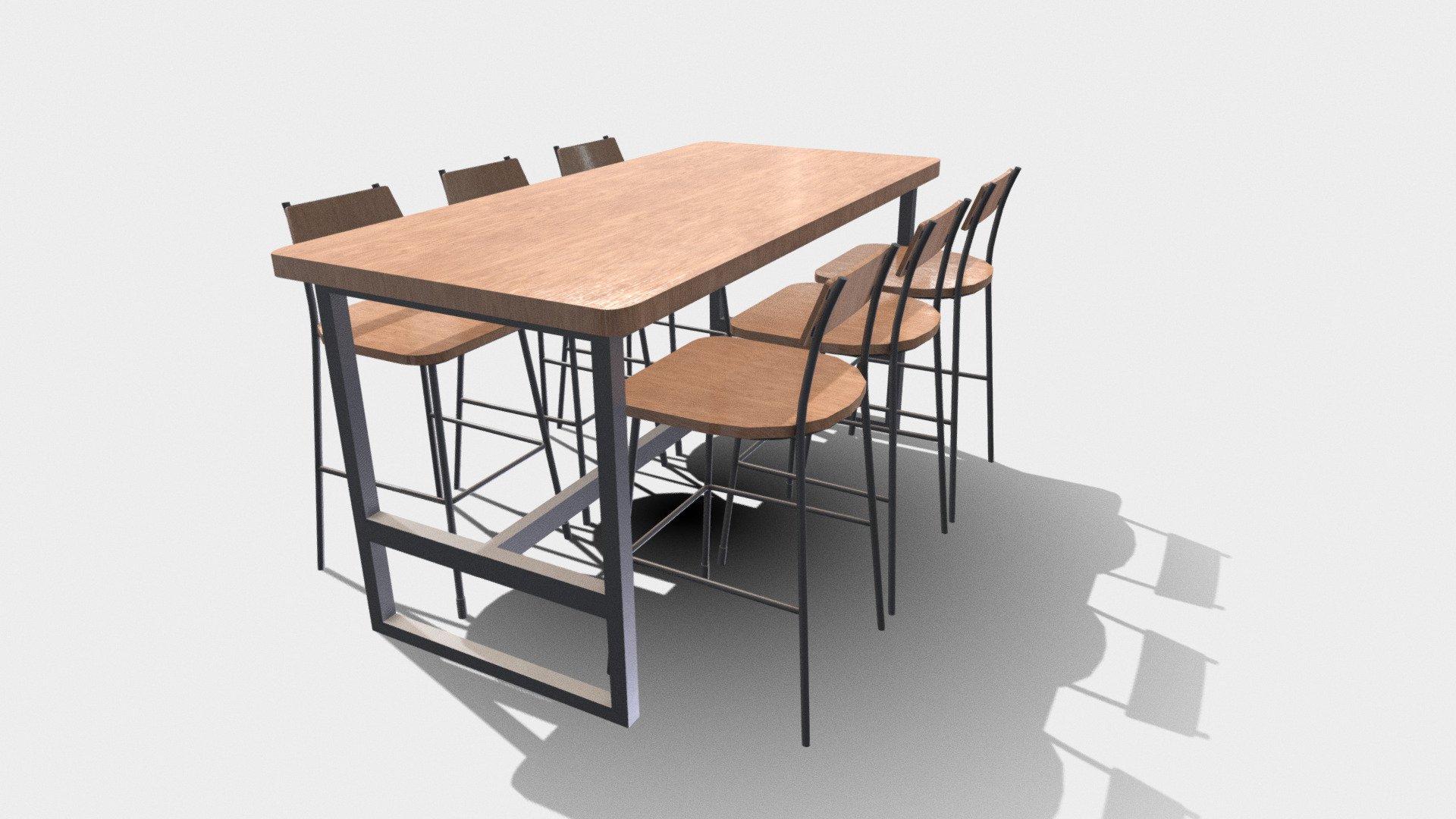 Coffee Shop High Chair And Table 3d model