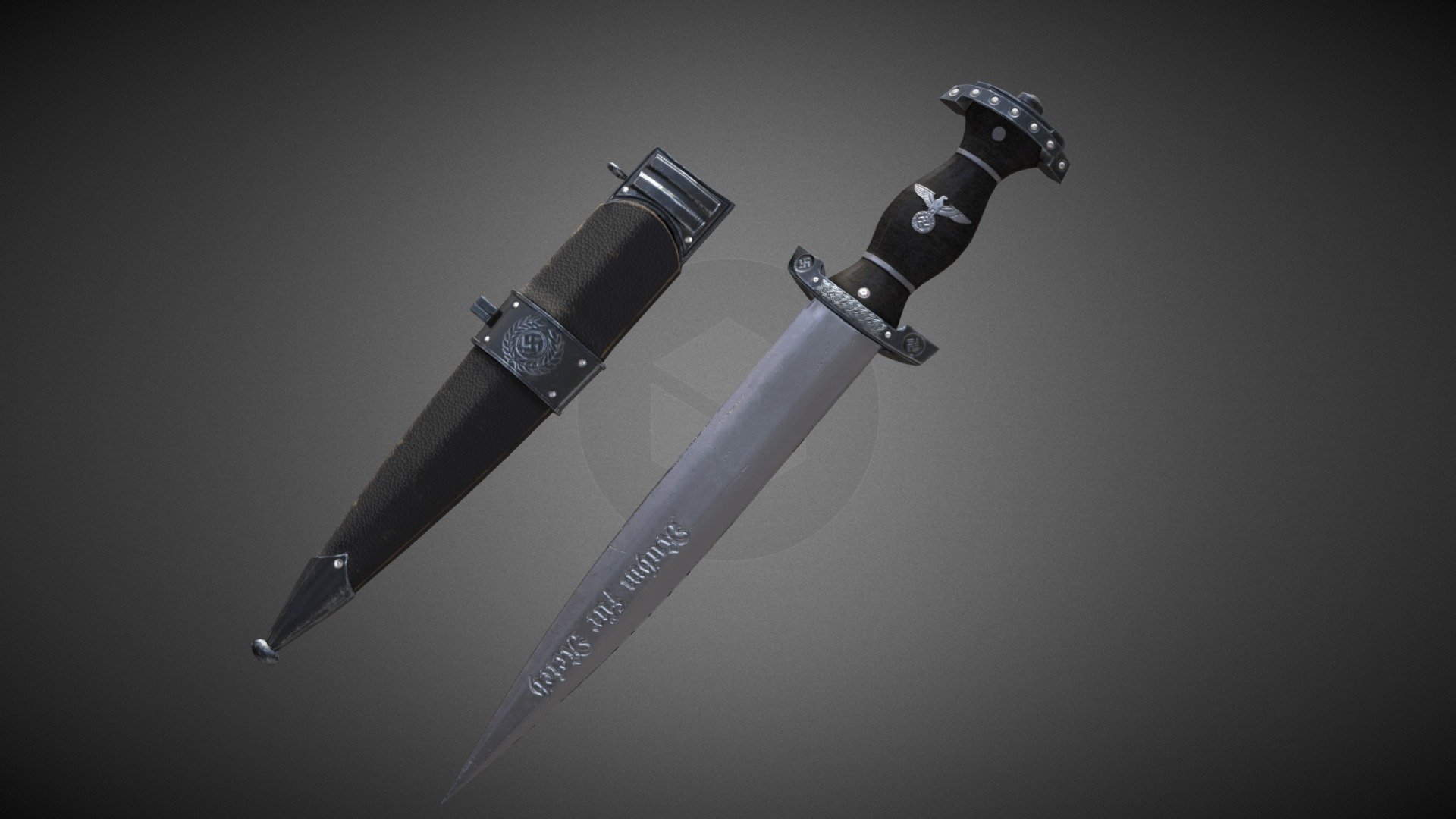 Nazi SS Dagger With Scabbard (SS-Ehrendolch) 3d model