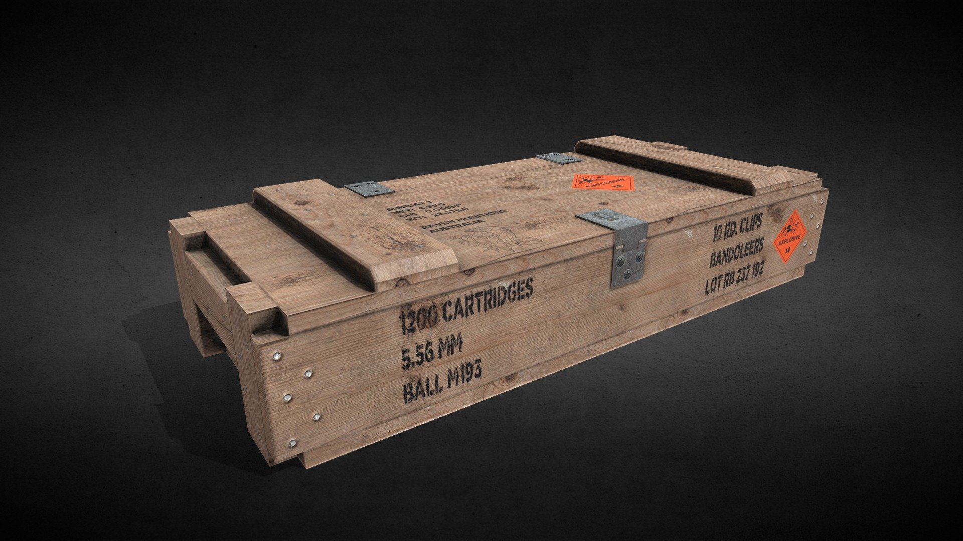 Wooden Ammo Crate 3d model