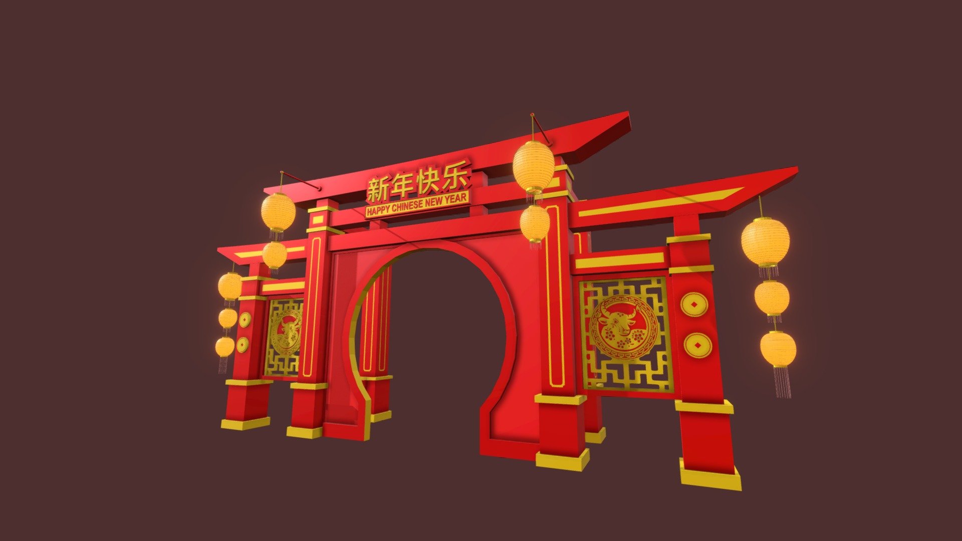 Chinese Traditional Door Gate 3d model