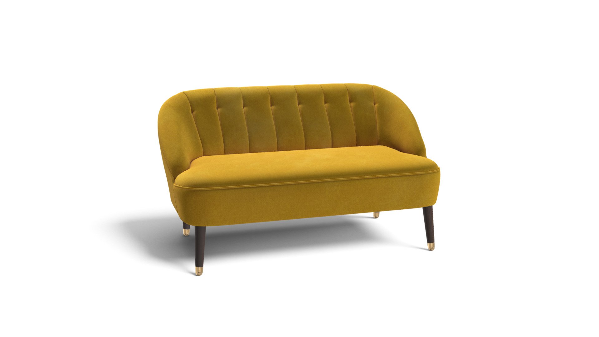 Margot 2 Seater Sofa, Antique Gold Velvet 3d model