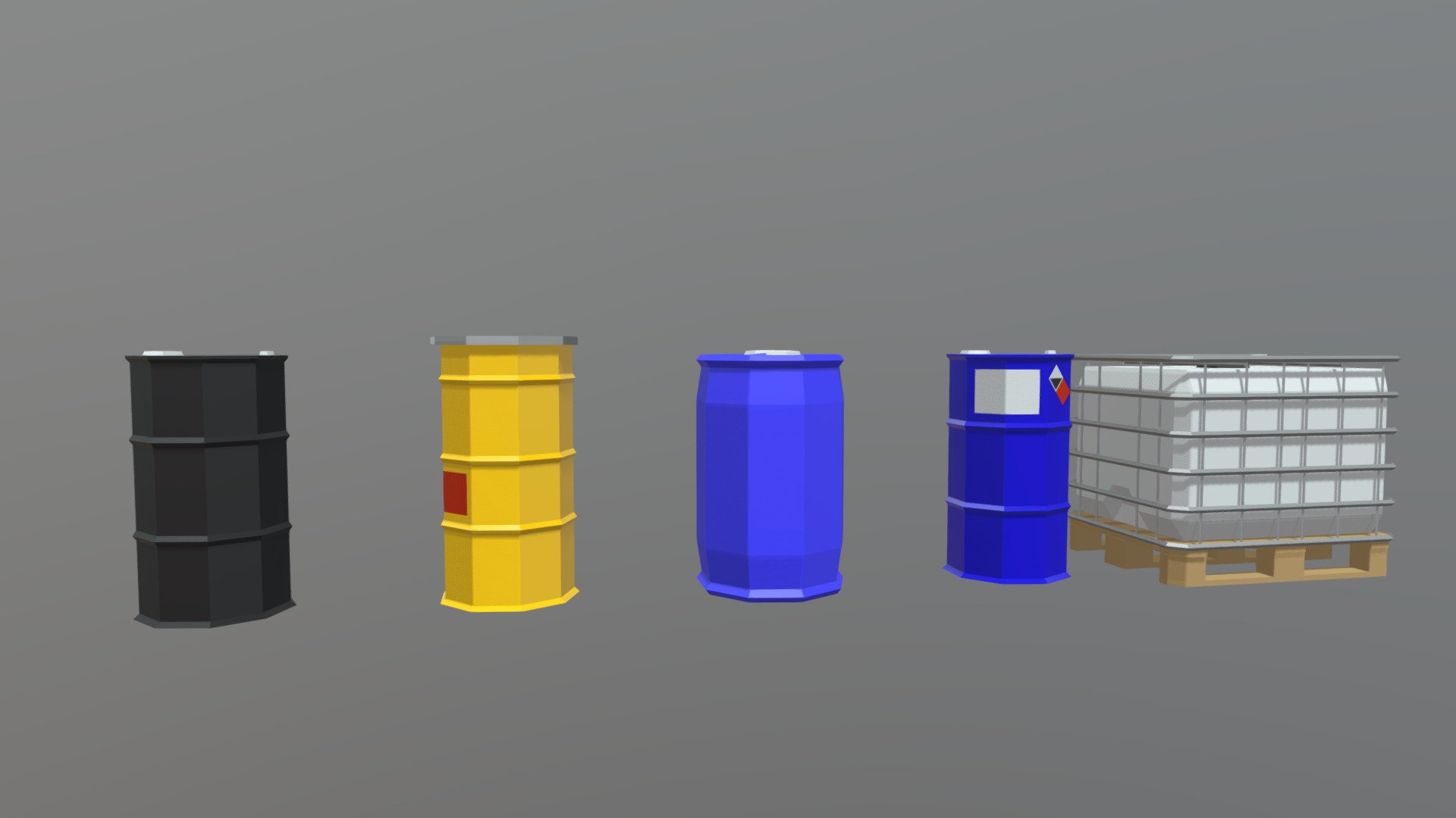 an assortment of (low-poly) barrels 3d model