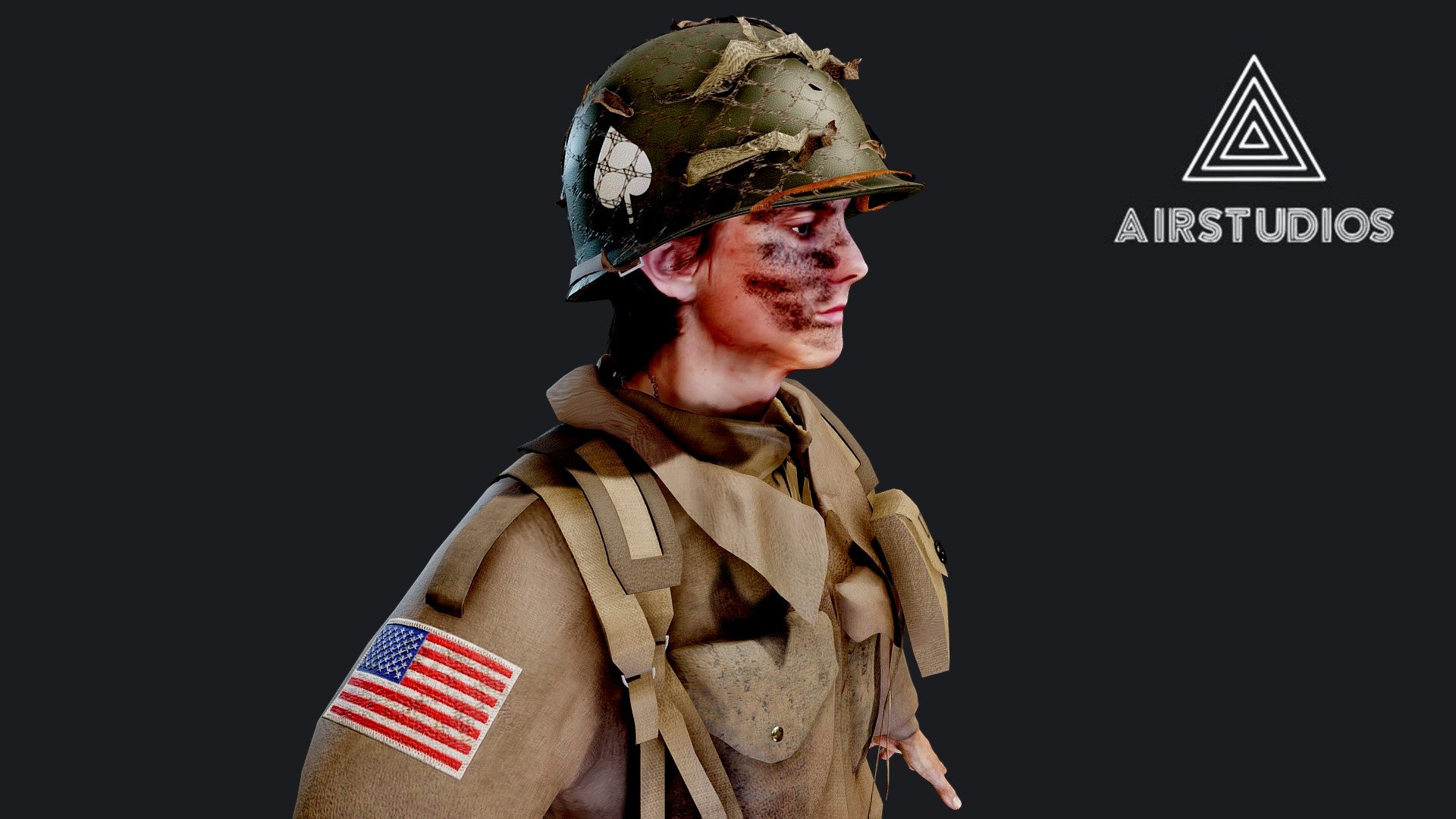 World War 2 US Paratrooper 3d model