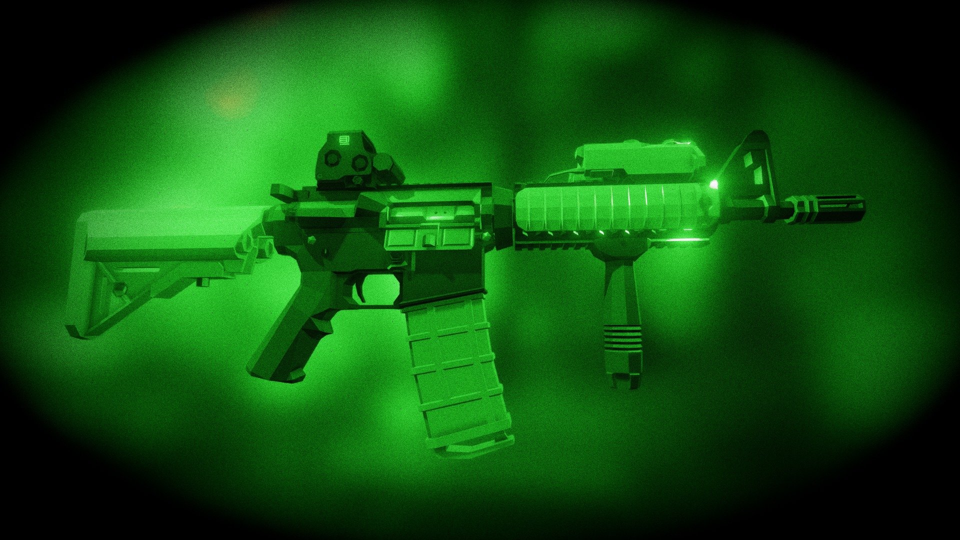 Low-Poly Mk18 Mod0 full loadout 3d model