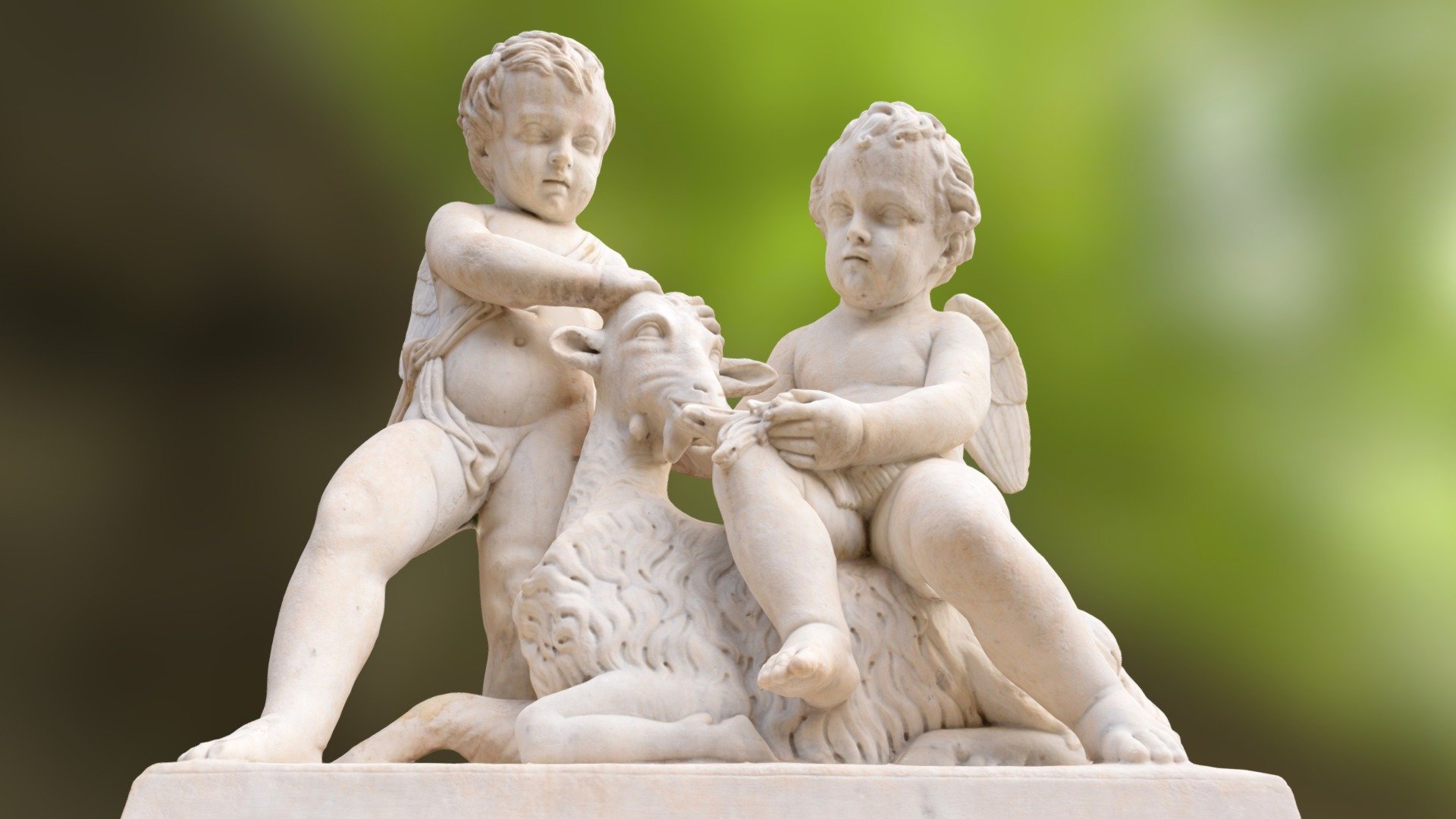 Cupids playing with a goat 3d model