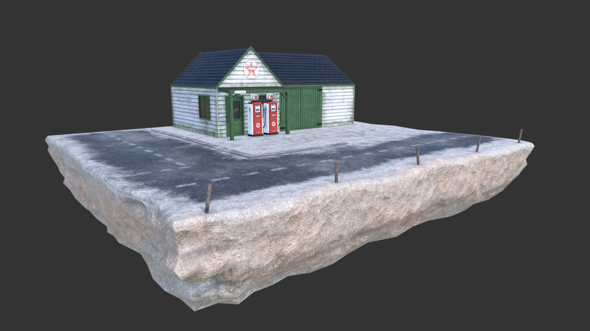 50s Petrol Garage 3d model