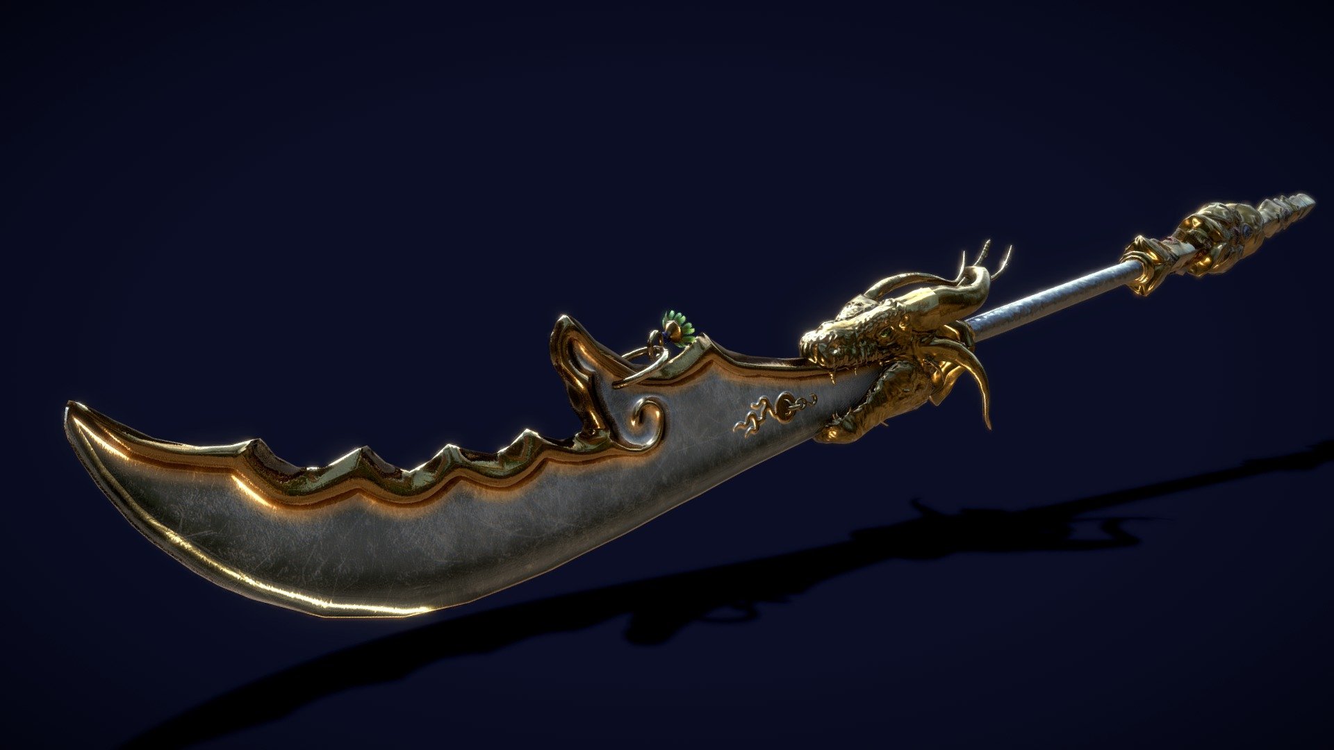 Guandao Staff Weapon 3d model