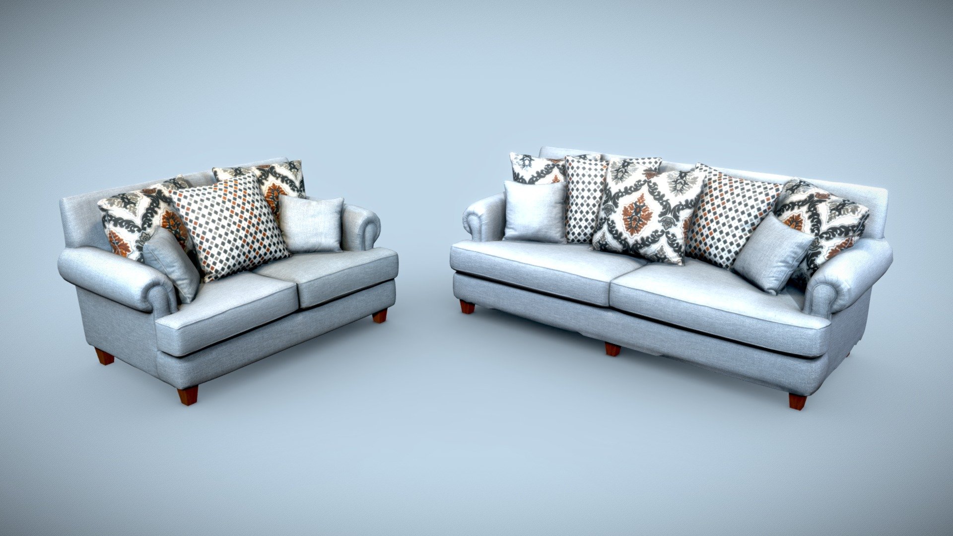 Pillow back sofa Set 3d model